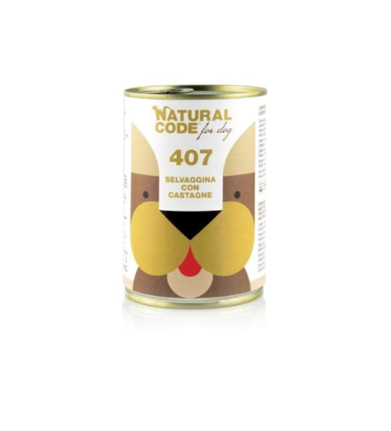 NATURAL CODE Canned Dog 400 g – 407 Wild and Chestnuts