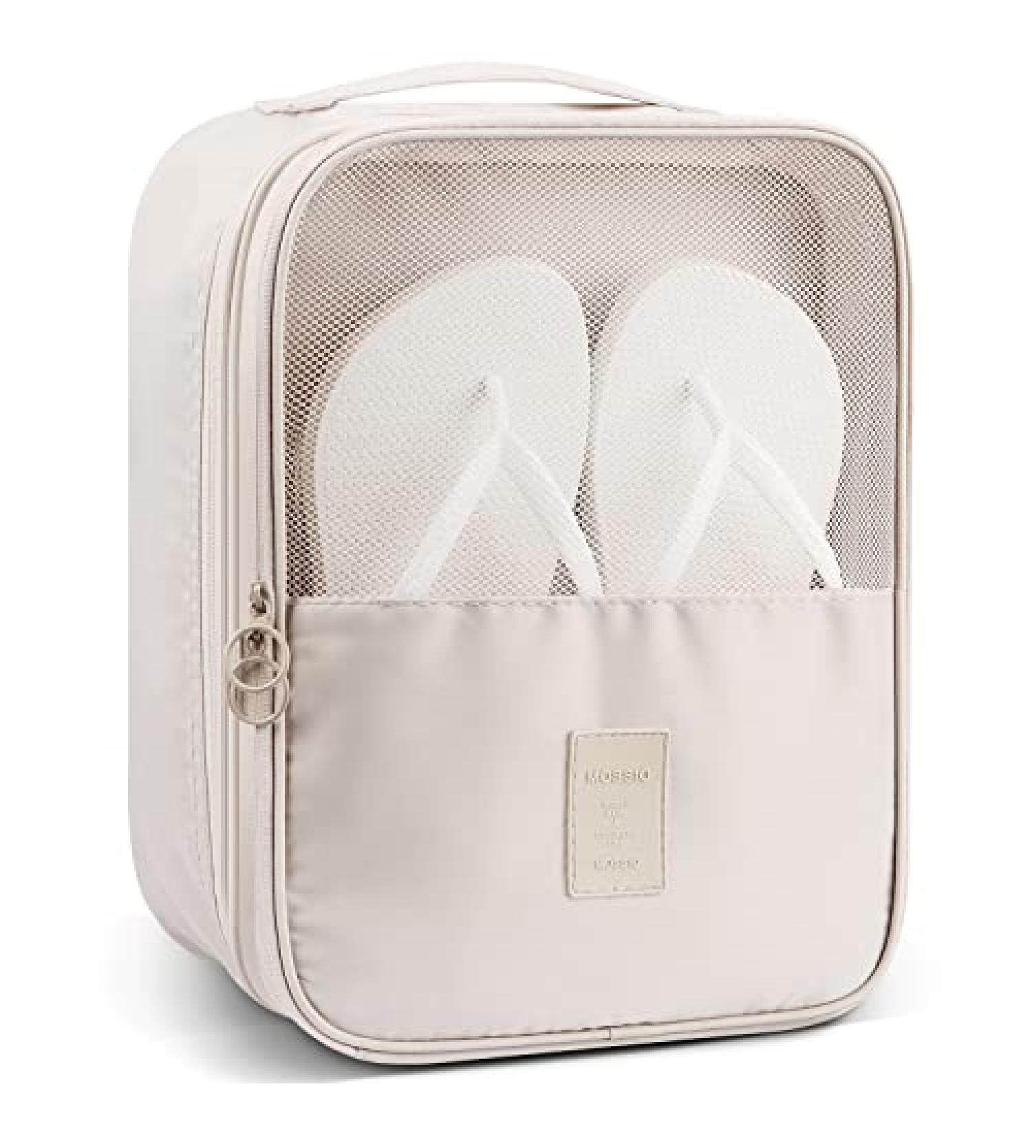 Mossio Shoe Bag Travel and Daily Storage Pouch for 3 Pairs of Shoes Beige