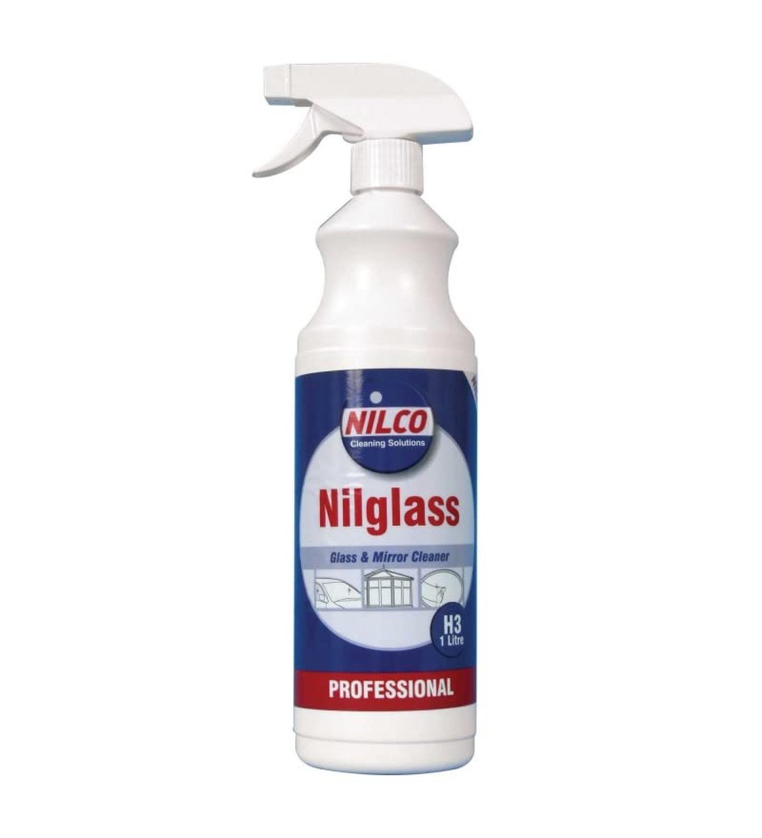 6 x 1 Litre Nilco Nilglass Professional Glass & Mirror Cleaner H3
