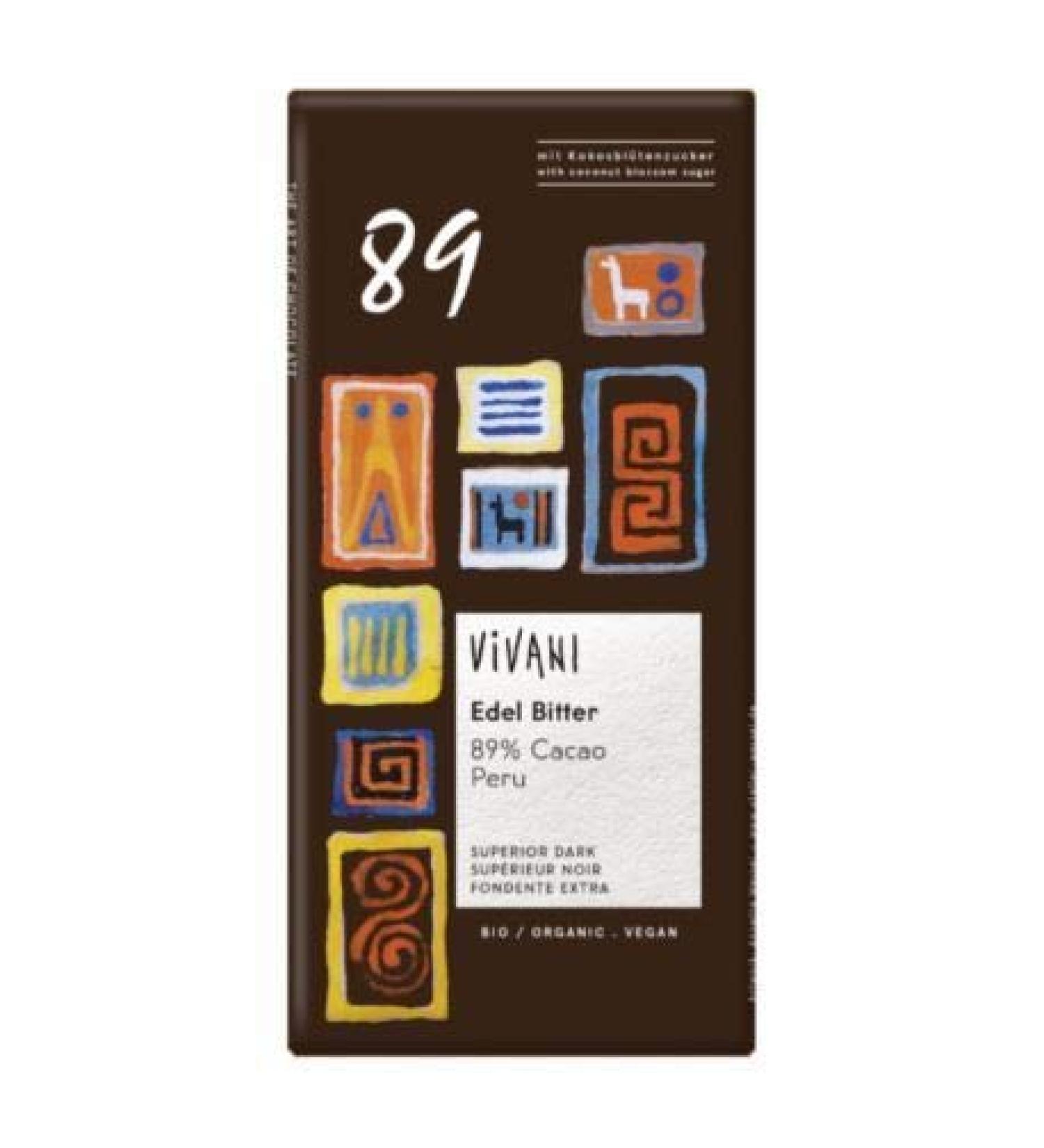 VIVANI ORGANIC CHOCOLATE | Superior Dark 89% Chocolate | 8 x 80g (FR)