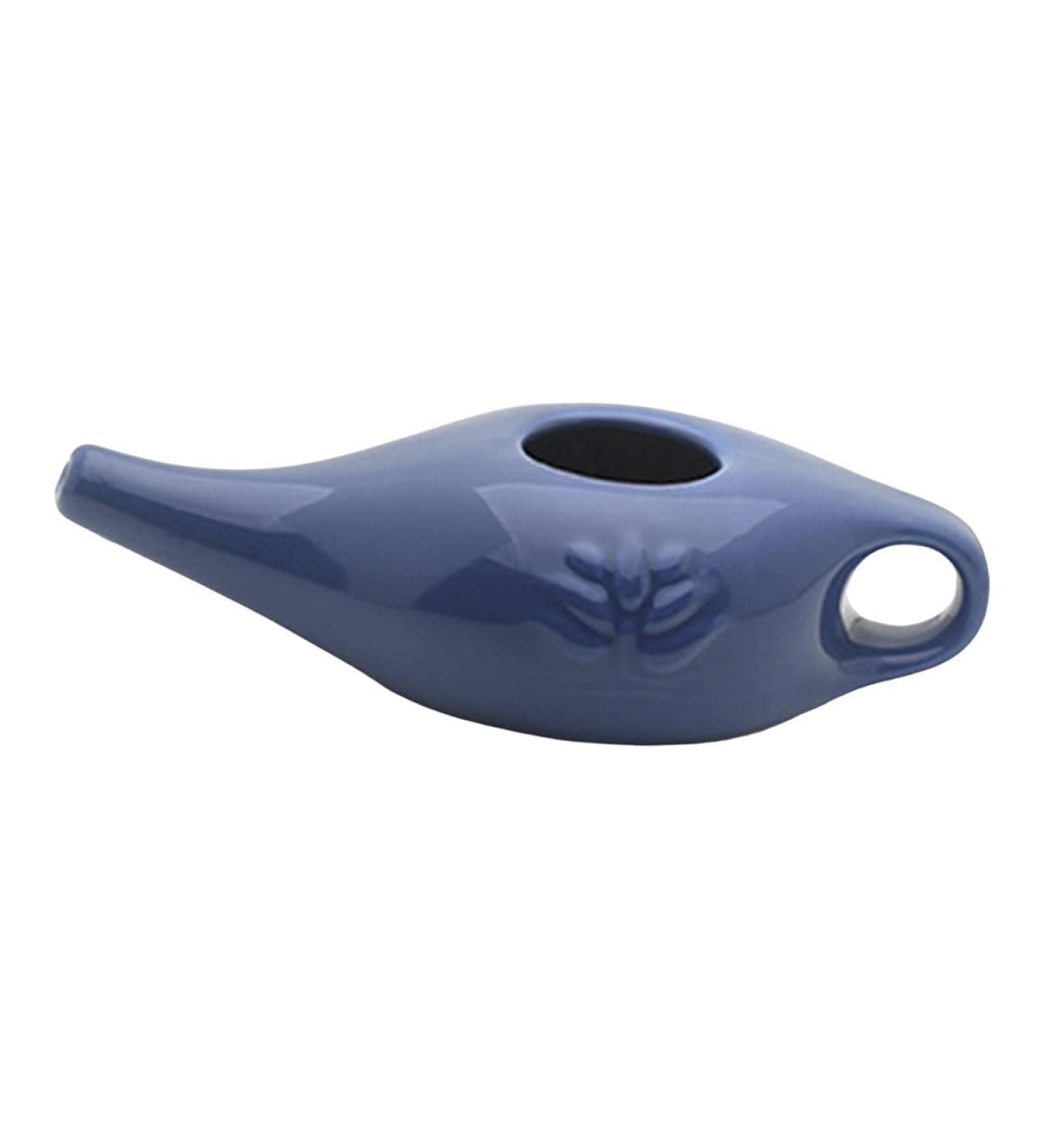 LAMELLIS 250Ml Ceramic Neti Pot Nose Cleaning Pot Leakproof Spout Pot for Nasal Rinsing Nose Washing Men and Women Blue - Buy Online on GoSupps.com
