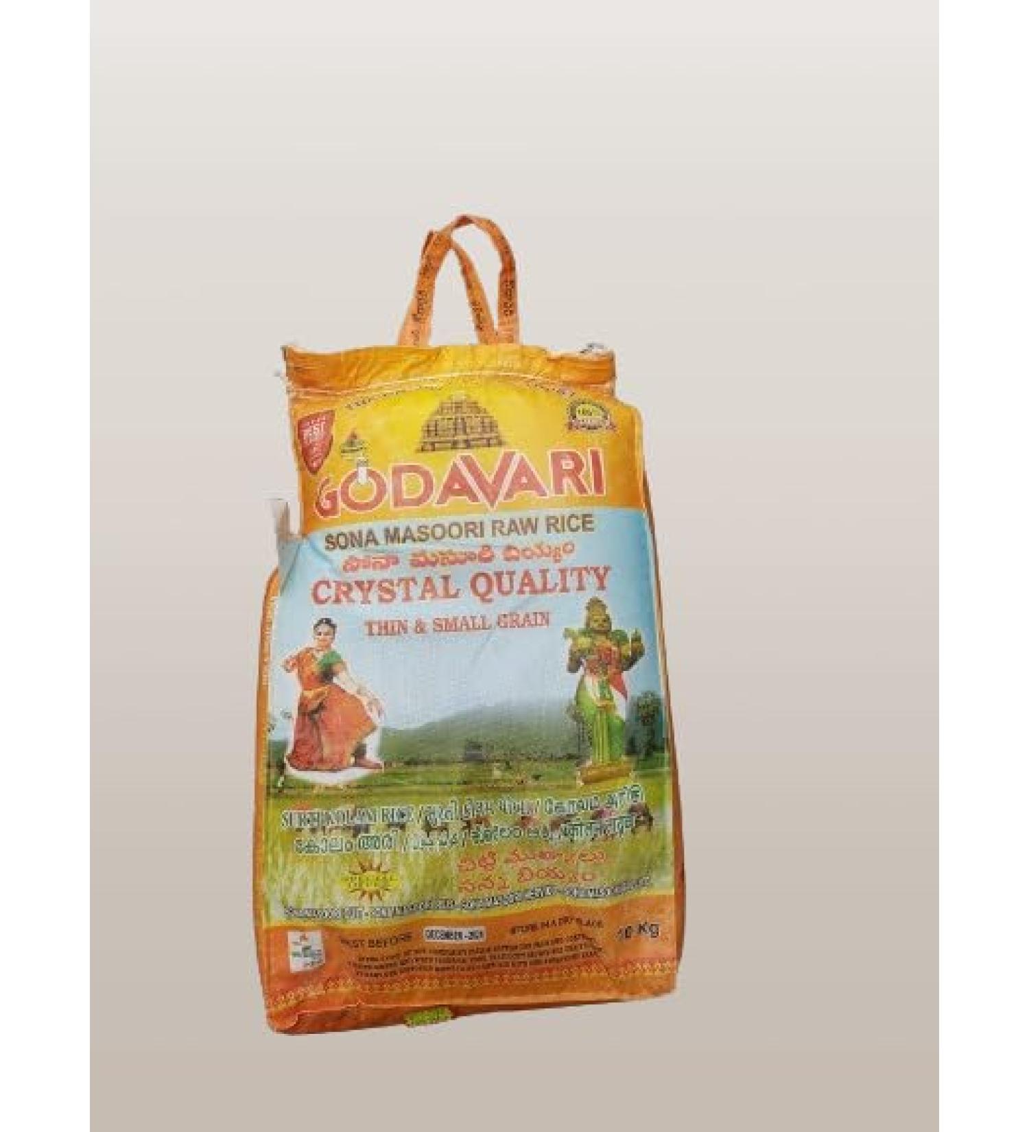 Seelans Godavari Sona Masoori Raw Rice Crystal Quality (Thin & Small Grain) 10kg |High Nutrients and Vitamins Contained Rice |White Rice | 10kg Bag - Buy Online on GoSupps.com