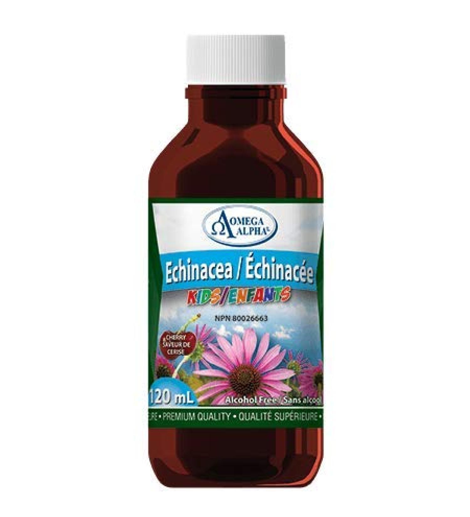 Omega Alpha Echinacea Kids/Enfants Alcohol free Strawberry tastes 120ml - Buy Online on GoSupps.com