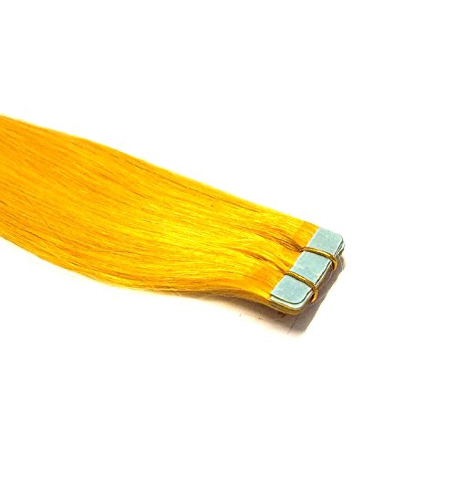 Tape In/On 100% Human Hair Remy Hair Extensions Hair Extension 2.5g / Weft (50cm - 10 Wefts - Yellow)