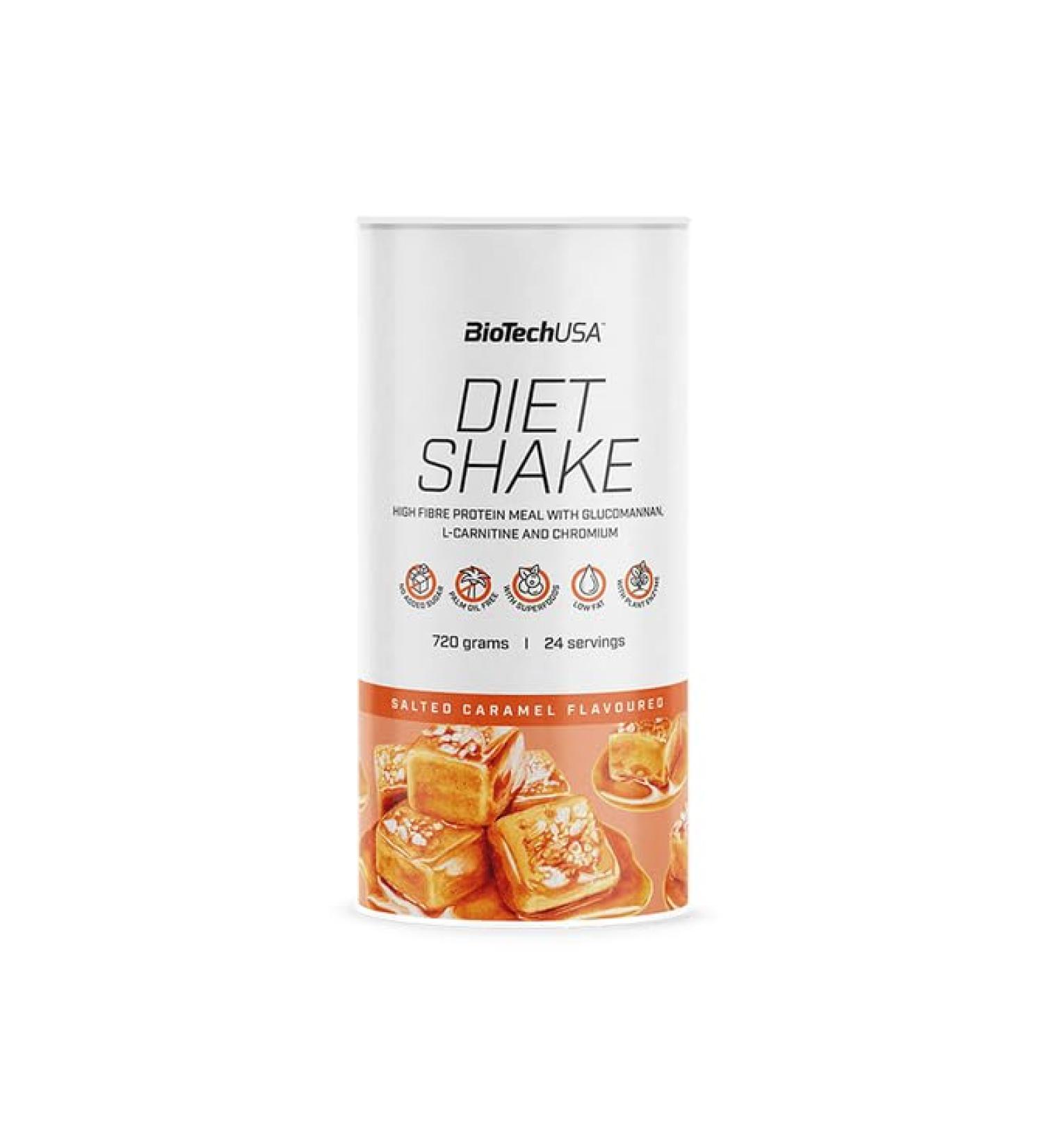BioTechUSA Diet Shake: Salted Caramel Flavour Replacement Meal. 720g format.