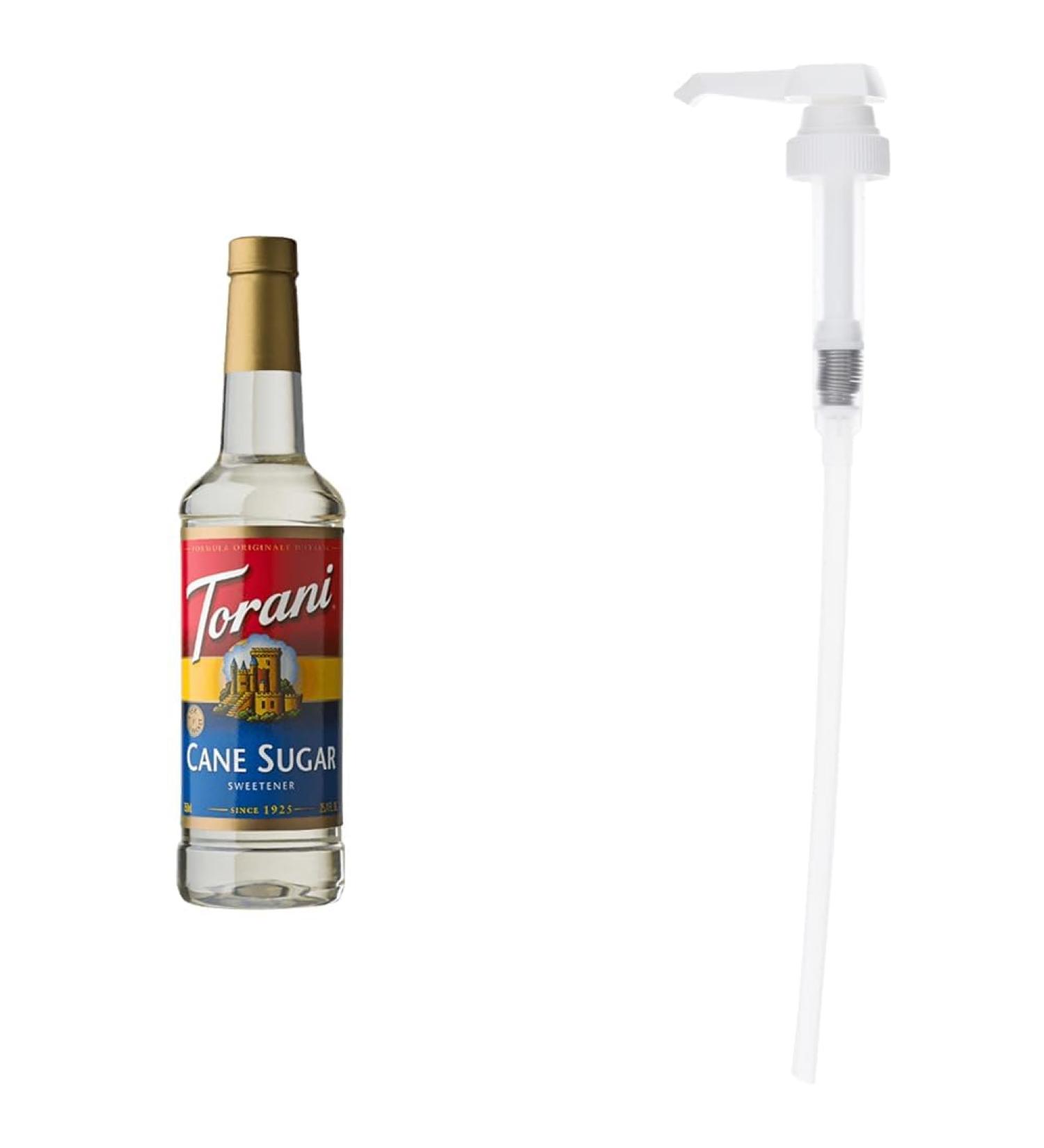 Torani Cane Sugar Sweetener 750ml PET and Torani Flavored Flavour Syrup Pump for 750ml