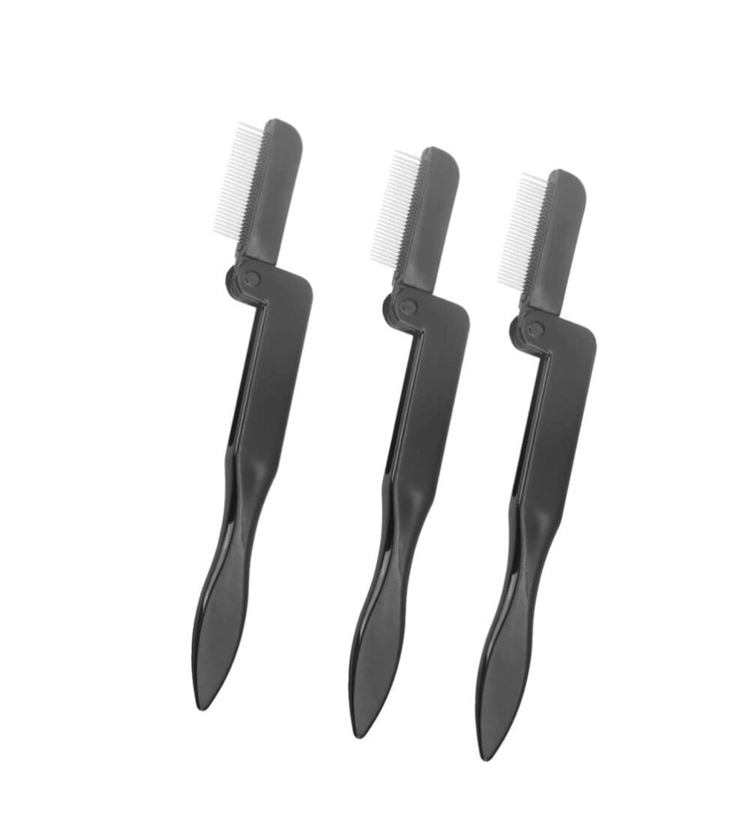 Lurrose 3-Piece Eyelash Comb & Eyebrow Trimming Tools - Rustproof Steel Makeup Brushes for Perfect Eyelash Shaping & Brow Grooming - Multi-Purpose Beauty Essentials - Buy Online on GoSupps.com