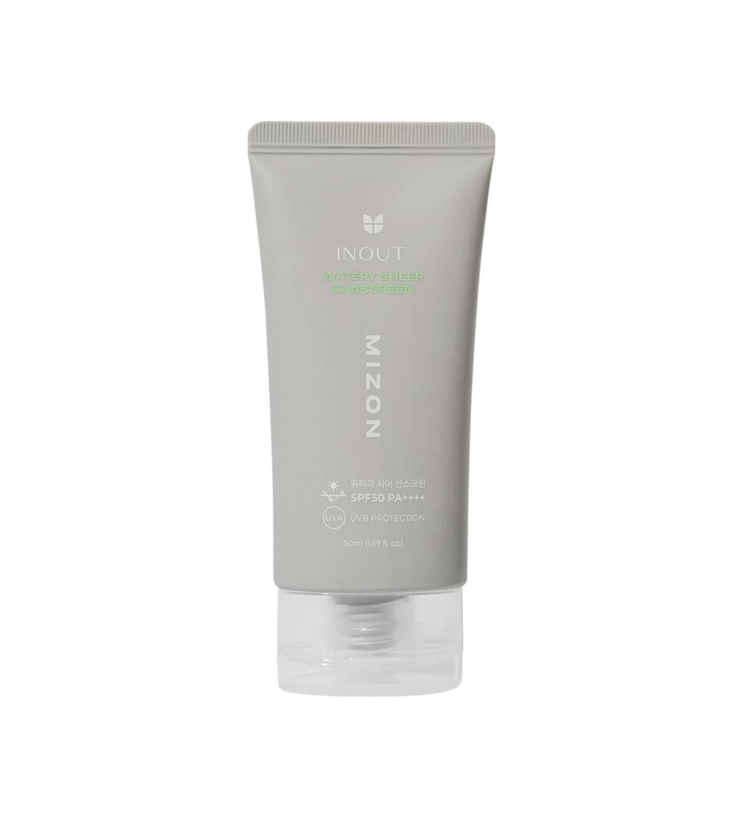  MIZON INOUT WATERY SHEER SUNSCREEN SPF 50 PA++++ (50 ml) Korean skincare - Ultra-hydrating & Lightweight - 24-hour sun protection - Suitable for acne-prone/sensitive skin - 100% Vegan - Buy Online on GoSupps.com