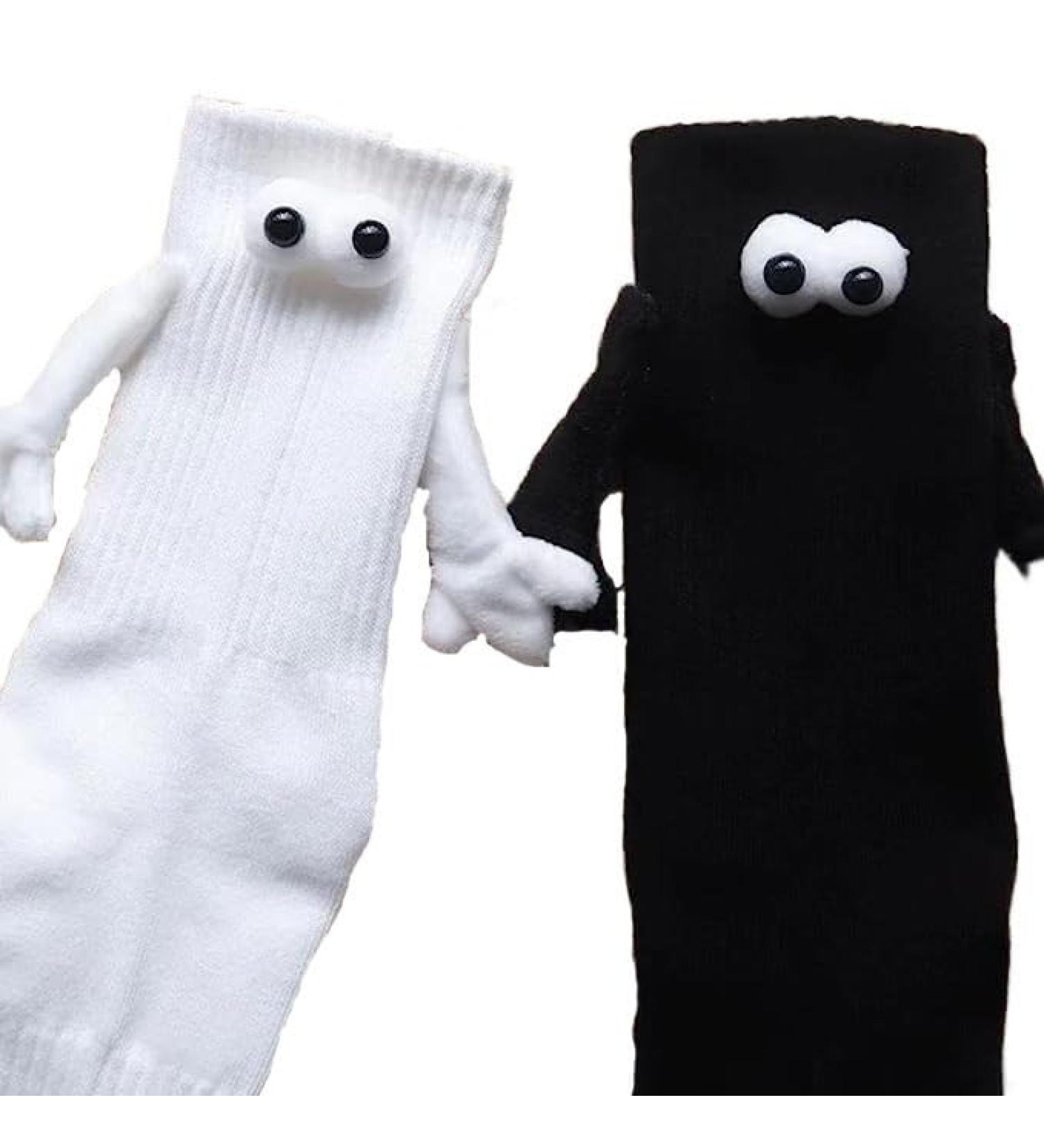 AYGJKIE Magnetic Suction Funny Couple Holding Hands Socks - Black 35-43 | 2 Styles 3D Doll Couple Socks - Buy Online on GoSupps.com
