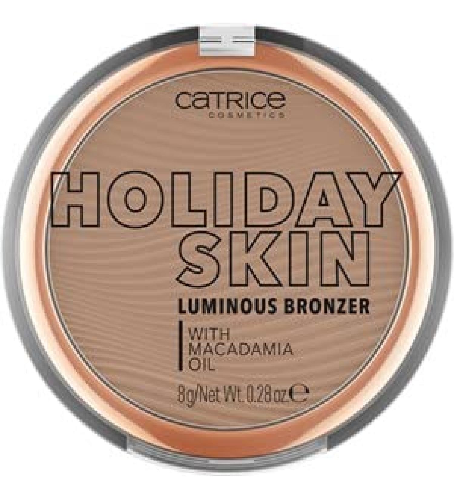 Catrice Holiday Skin Luminous Bronzer Bronzing powder No. 010 Summer in the city brown nourishing smoothing with oils radiating natural vegan waterproof microplastics particles free (8g) brown 8 g (1 Pack)