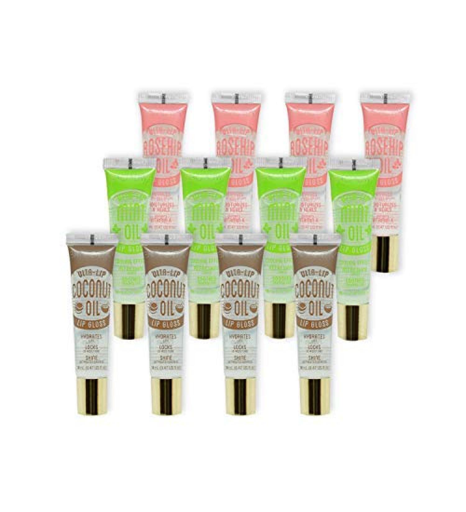 KISS Broadway Clear Lip Gloss 0.47oz/14ml 12Pcs - Coconut, Mint, and Rosehip Oil - Buy Online on GoSupps.com
