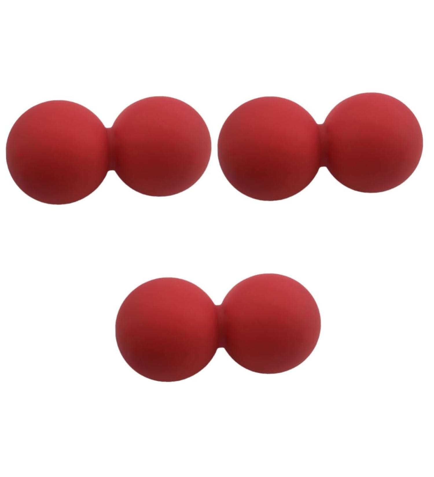 Frcolor 3ST Peanut Lacrosse Massage Ball - Silicone Yoga Roller for Plantar Fasciitis & Whole Body Relief - Red - Buy Online on GoSupps.com