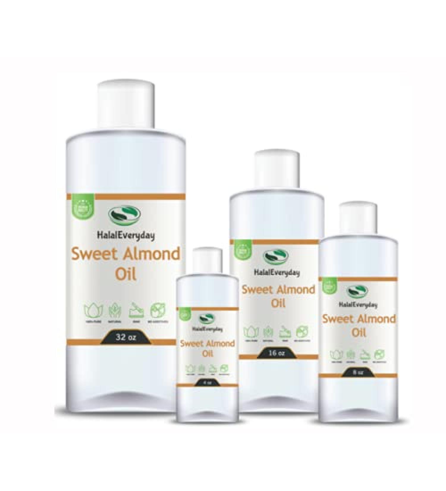 HalalEveryDay Sweet Almond Oil 8 Oz | 100% Pure & Cold Pressed | Premium Therapeutic Moisturizing Carrier Oil | Aromatherapy | Massage Oil | Skin & Hair | Non- GMO & Vegan - Buy Online on GoSupps.com