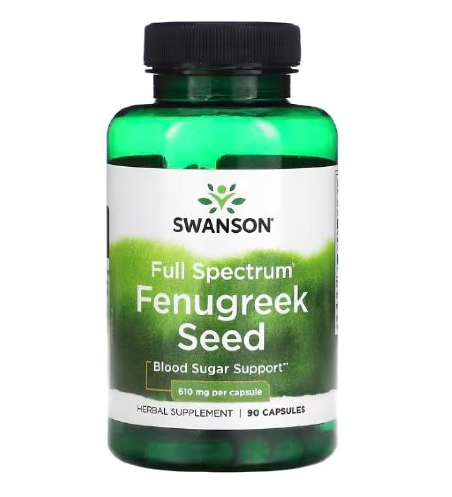 Swanson Fenugreek Seeds 610mg - 90 Capsules | Natural Supplement for Lactation Increase and Glycemic Support - Buy Online on GoSupps.com