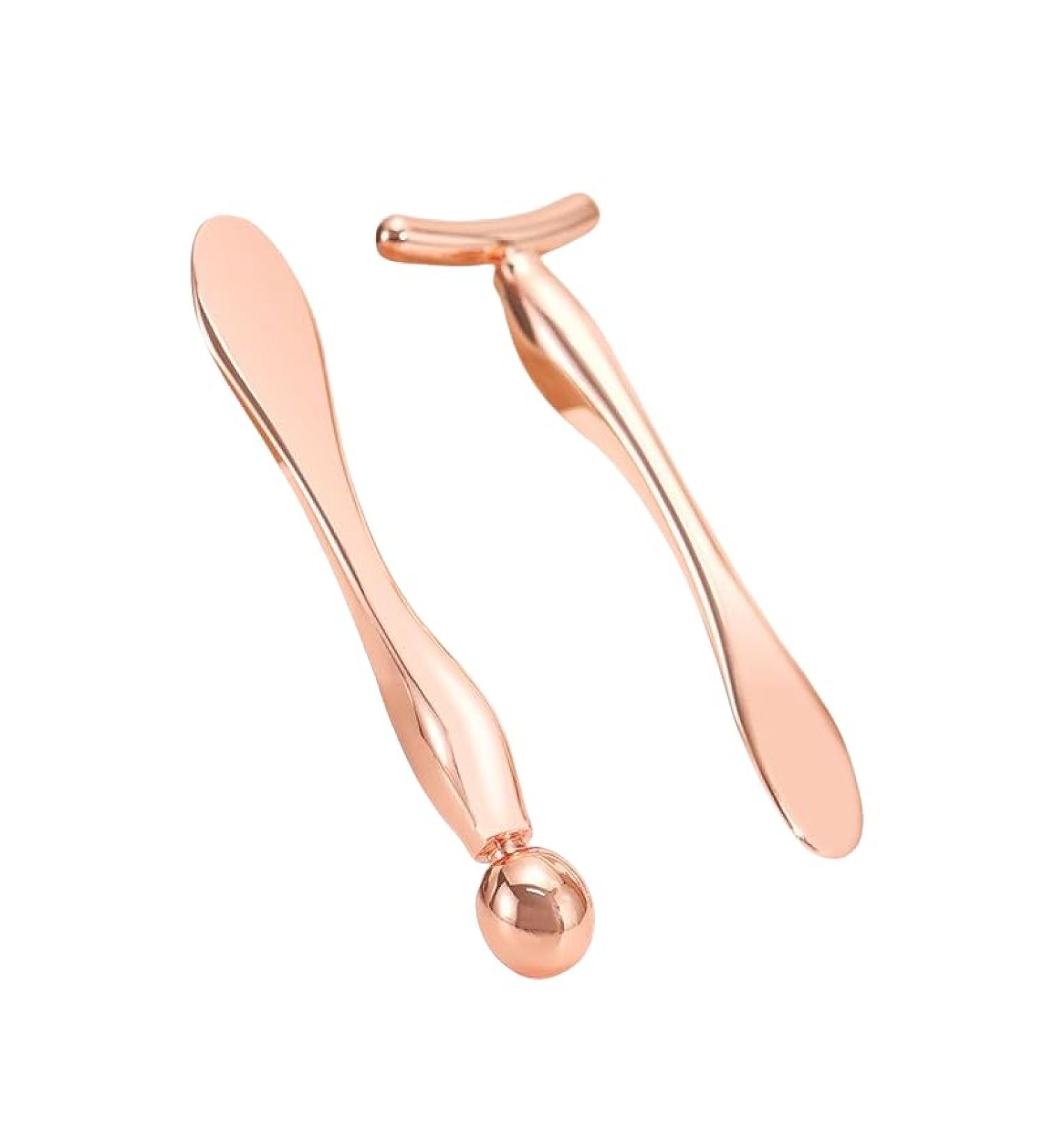 2 Pieces Rose Gold Eye Cream Applicator & Facial Roller Massage Tool - Eliminate Eye Fatigue - Ideal Gift for Women - Buy Online on GoSupps.com