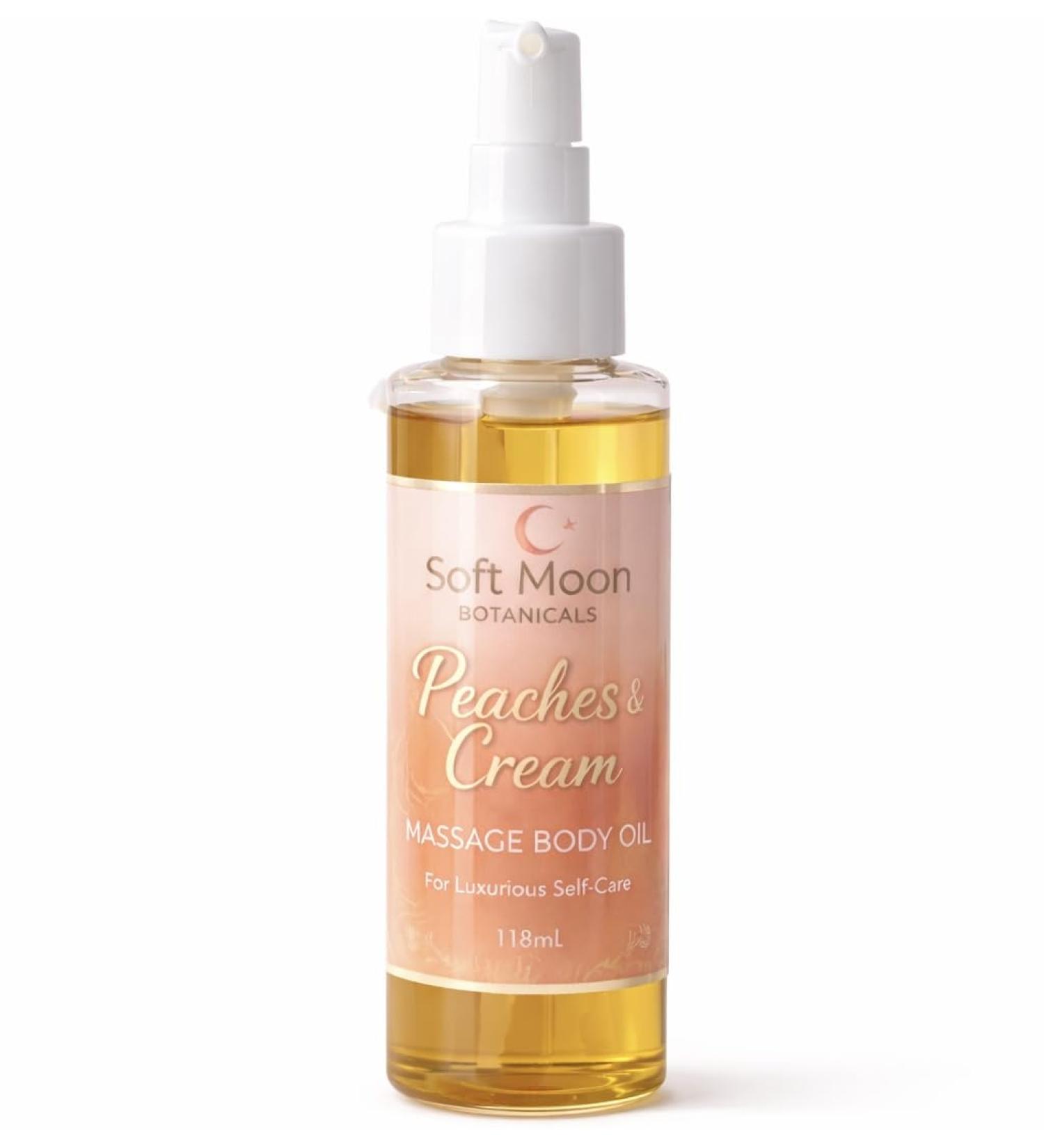 Soft Moon Botanicals Peaches & Cream Massage Body Oil Lightweight Moisturizing Oil for Silky Soft Skin Non-Greasy Fast Absorbing - Buy Online on GoSupps.com