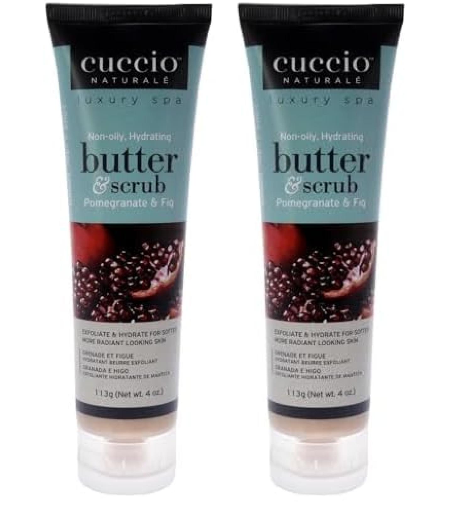 Cuccio Naturale Butter Scrub - Exfoliates And Hydrates - For Softer Radiant Looking Skin - Infuses Moisture Into Dry Skin - Non-Oily 24 Hour Hydration - Creamy - Pomegranate And Fig - 4 Oz
