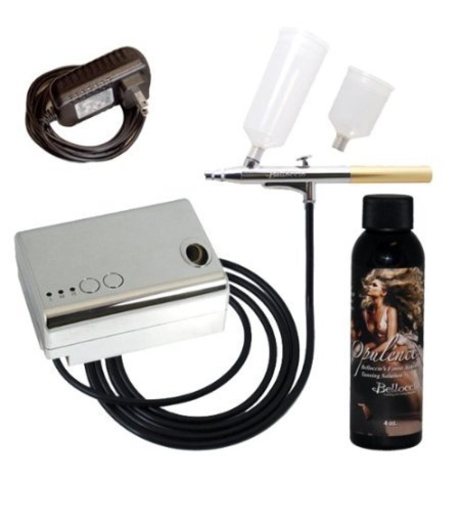 Belloccio Complete Professional Sunless Tanning Airbrush System - Premium Airbrush Compressor Hose & Opulence Solution for All Skin Types | International Shipping Available - Buy Online on GoSupps.com