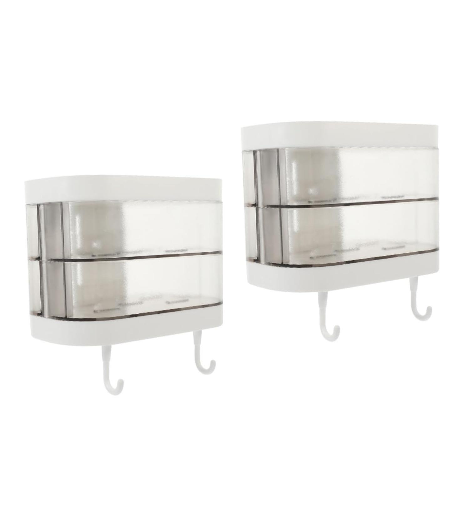 Ciieeo 2pcs Box Storage Box Washcloth Holder Self Draining Soap Dish Wall-mounted Soap Dish Rotating Stand Soap Holder Wall-mounted Soap Stand Glove Box White Double Layer Plastic - Buy Online on GoSupps.com