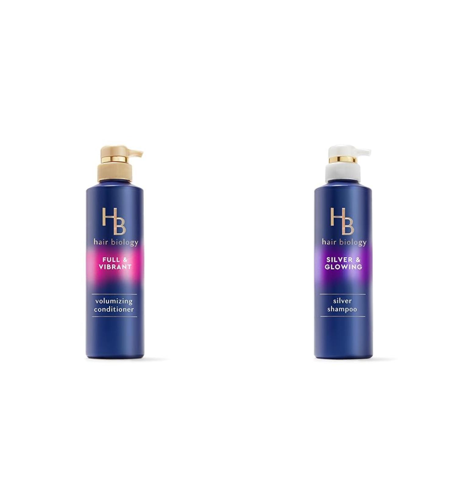 Hair Biology Biotin Volumizing Conditioner for Thinning Flat and Fine Thin Hair Fights Breakage & Silver Shampoo with Biotin Silver & Glowing for grey or color treated hair 380mL CONDITIONER + SHAMPOO - Buy Online on GoSupps.com