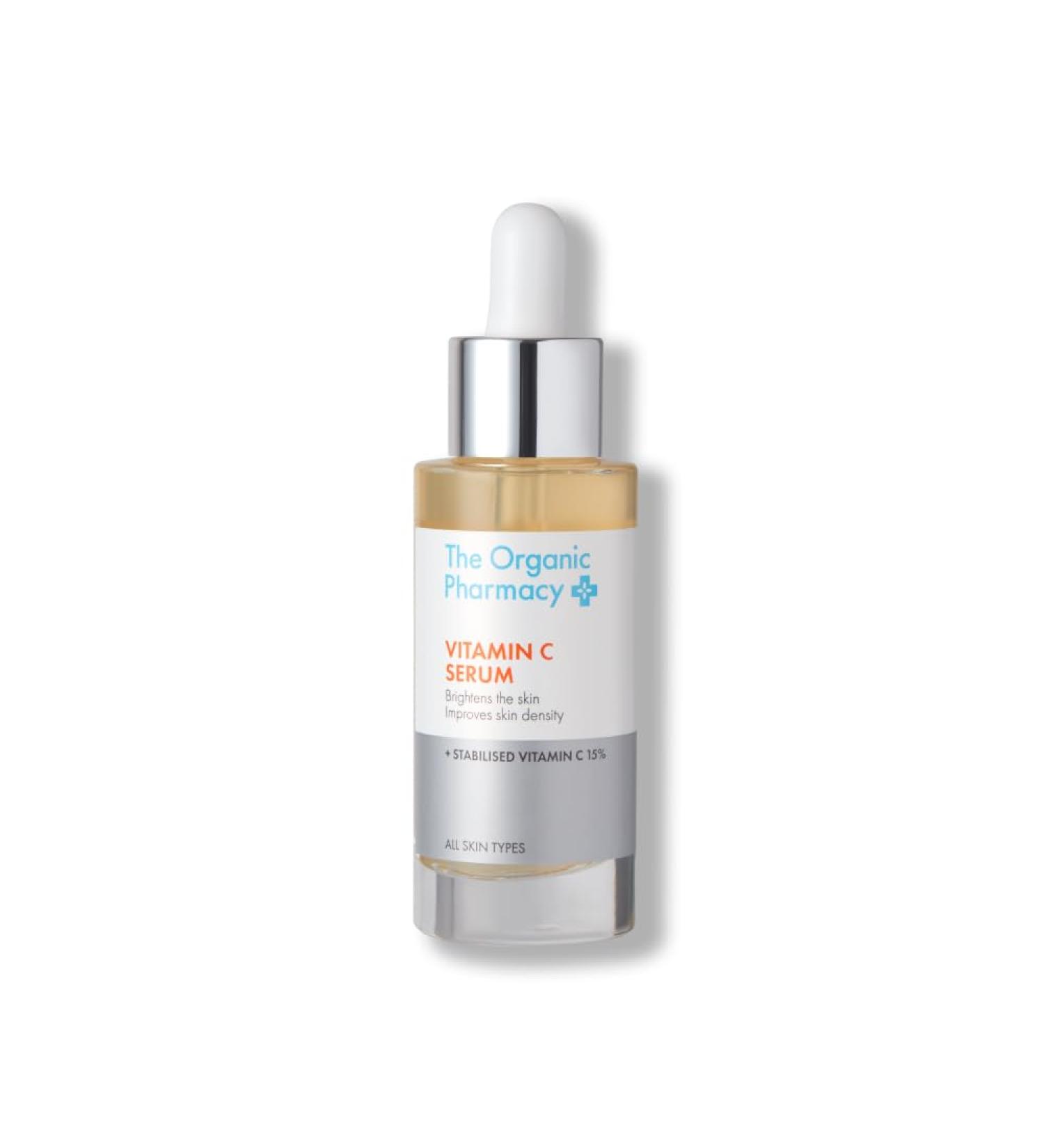 The Organic Pharmacy Vitamin C Serum 30ml - 15% Stabilised Vitamin C Brightens and Moisturises skin Anti-aging 58.7% Organic 86.3% Natural - Buy Online on GoSupps.com