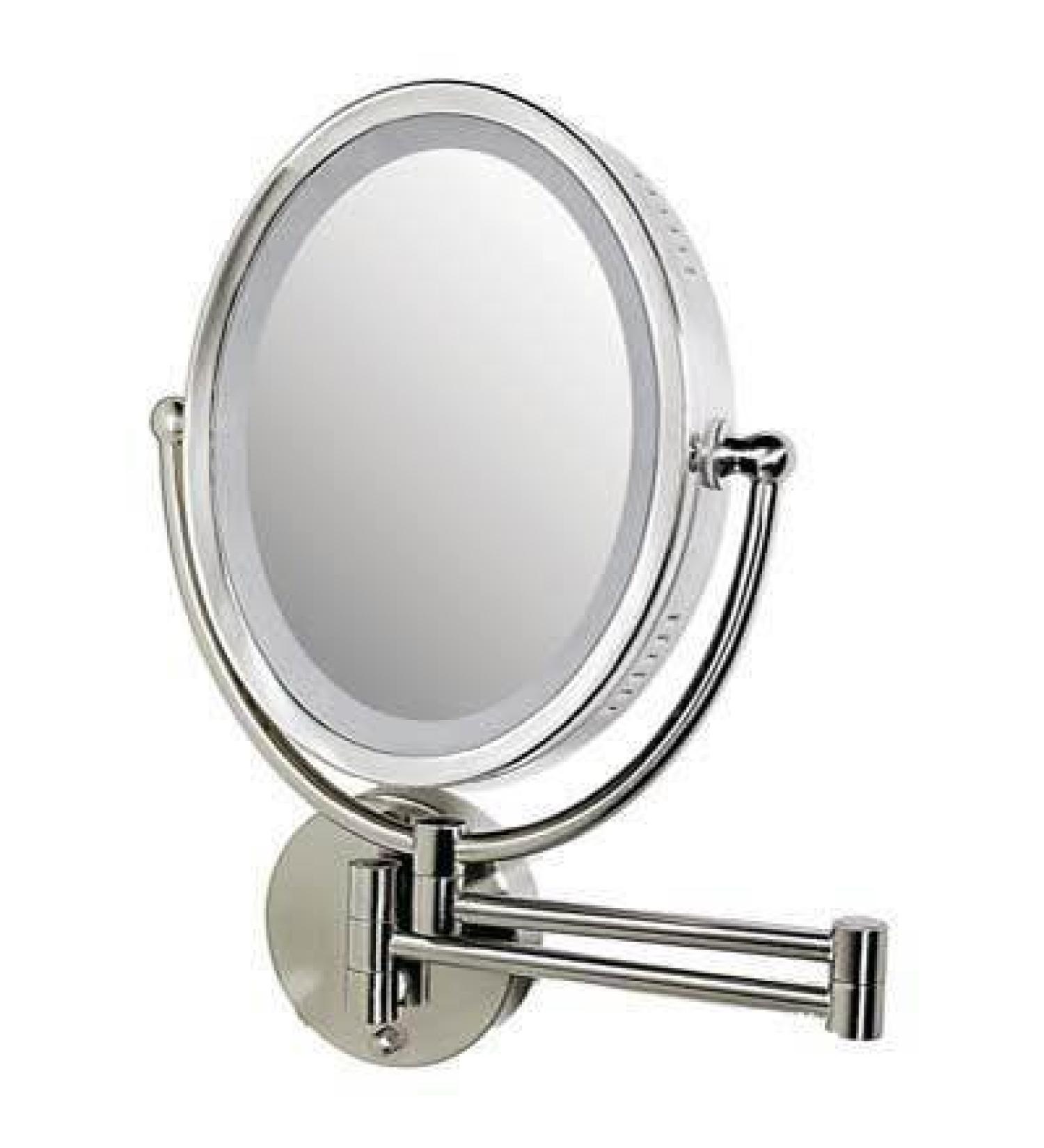 Zadro Lighted Oval Wall Mirror with Dimmer and 1X - 8X Magnification  Satin Nickel Finish