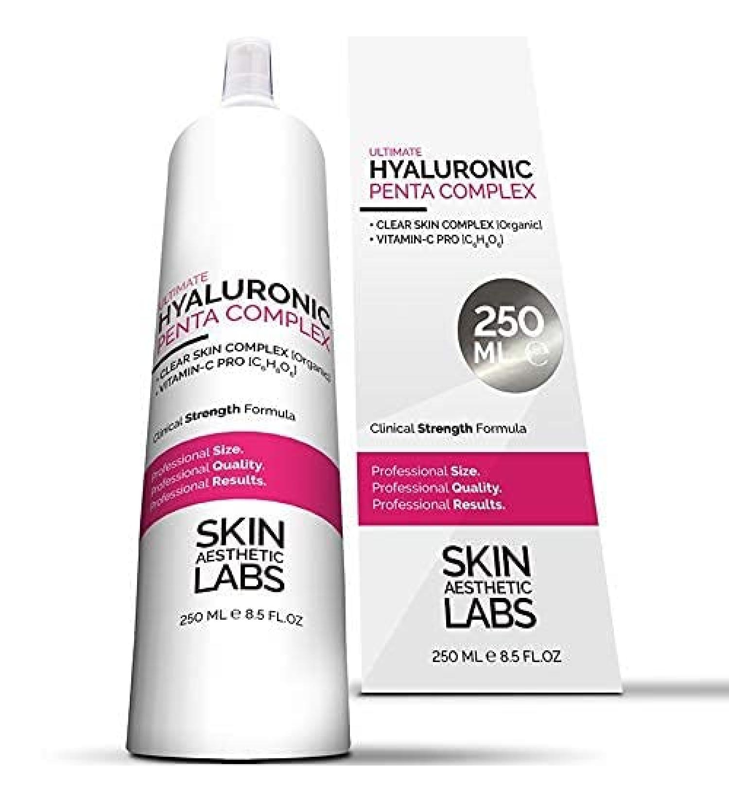 250 ml Hyaluronic Acid Serum Concentrate - Anti-Aging Gel with Vitamin C 5-Fold Hyaluron Clinic Size Hypoallergenic Made in Germany - Best Seller for Clear Skin - Buy Online on GoSupps.com