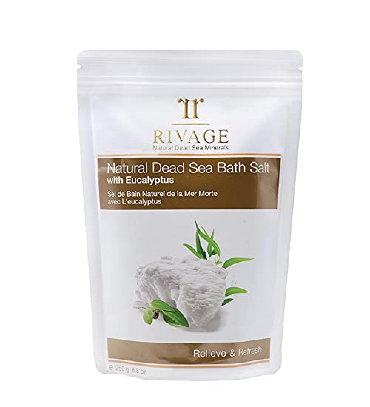 Rivage Natural Dead Sea Minerals Bath Salt with Eucalyptus 250g - Vegan Friendly, Relieve & Refresh - No Animal Testing, No Harsh Chemicals - Buy Online on GoSupps.com