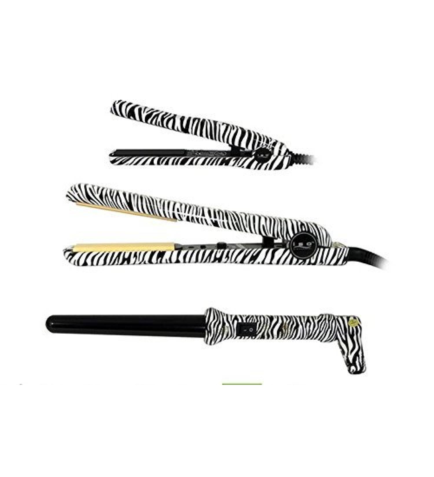 ISO Professional Hairstyling Set with Straightener Curling Iron and Mini Straightener"Zebra"