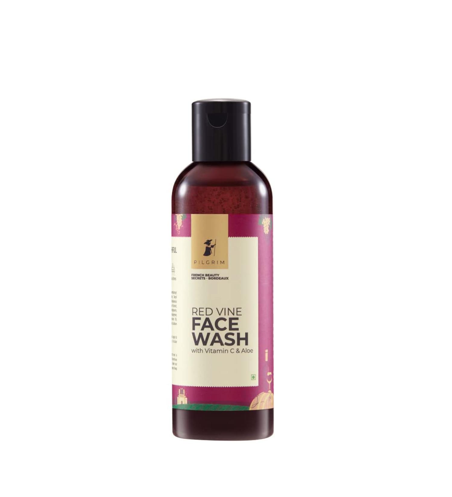Pilgrim Red Vine Face Wash - Vitamin C & Aloe Infused Moisturizing Cleanser for Dry Skin | Gentle Impurity Removal | 3.38 Fl Oz/100ml - Buy Online on GoSupps.com