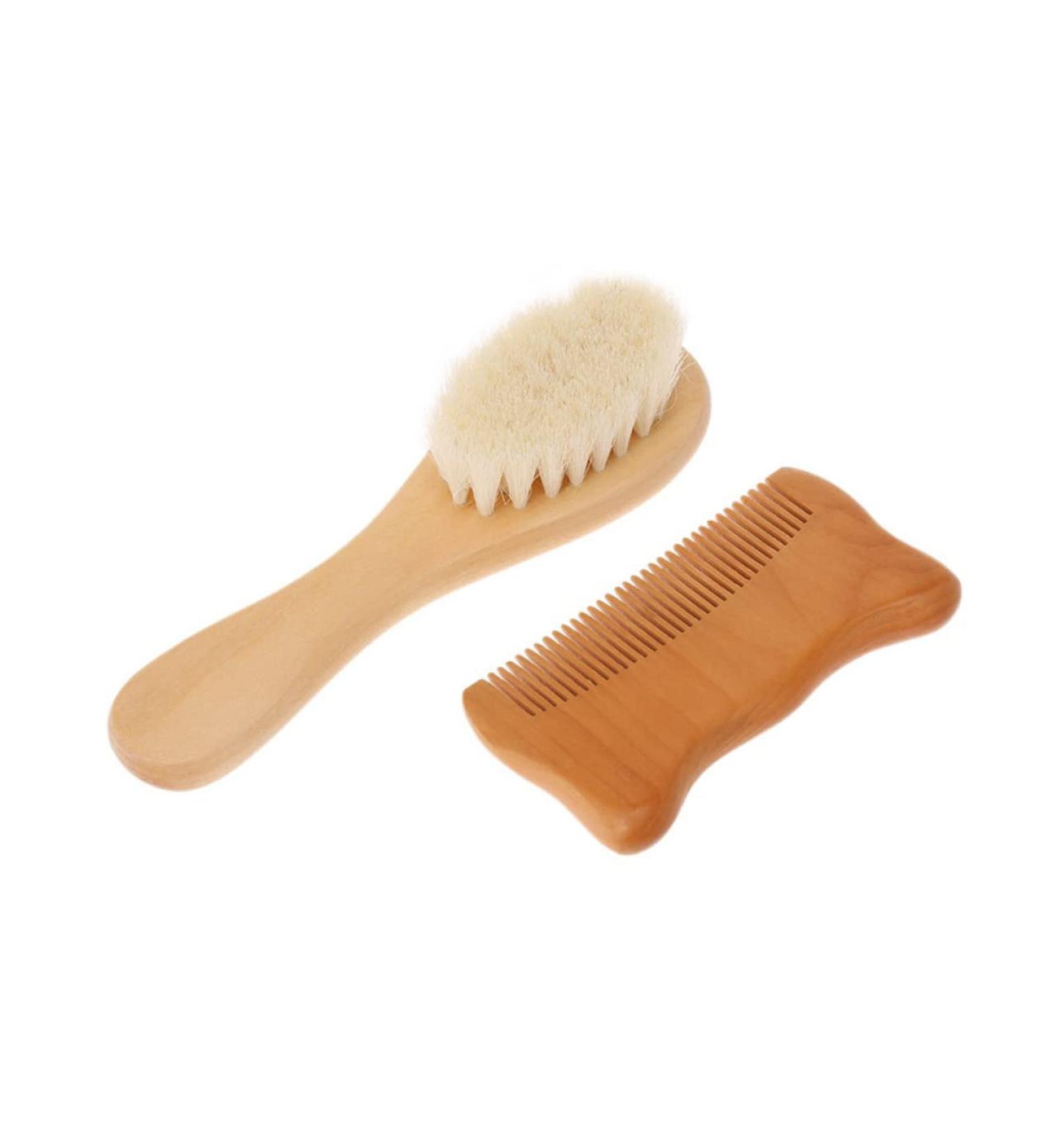 Healvian 2pcs Wooden Hair Comb & Brush Set for Toddlers and Infants - Solid Wood Grooming Kit for Newborns - Buy Online on GoSupps.com