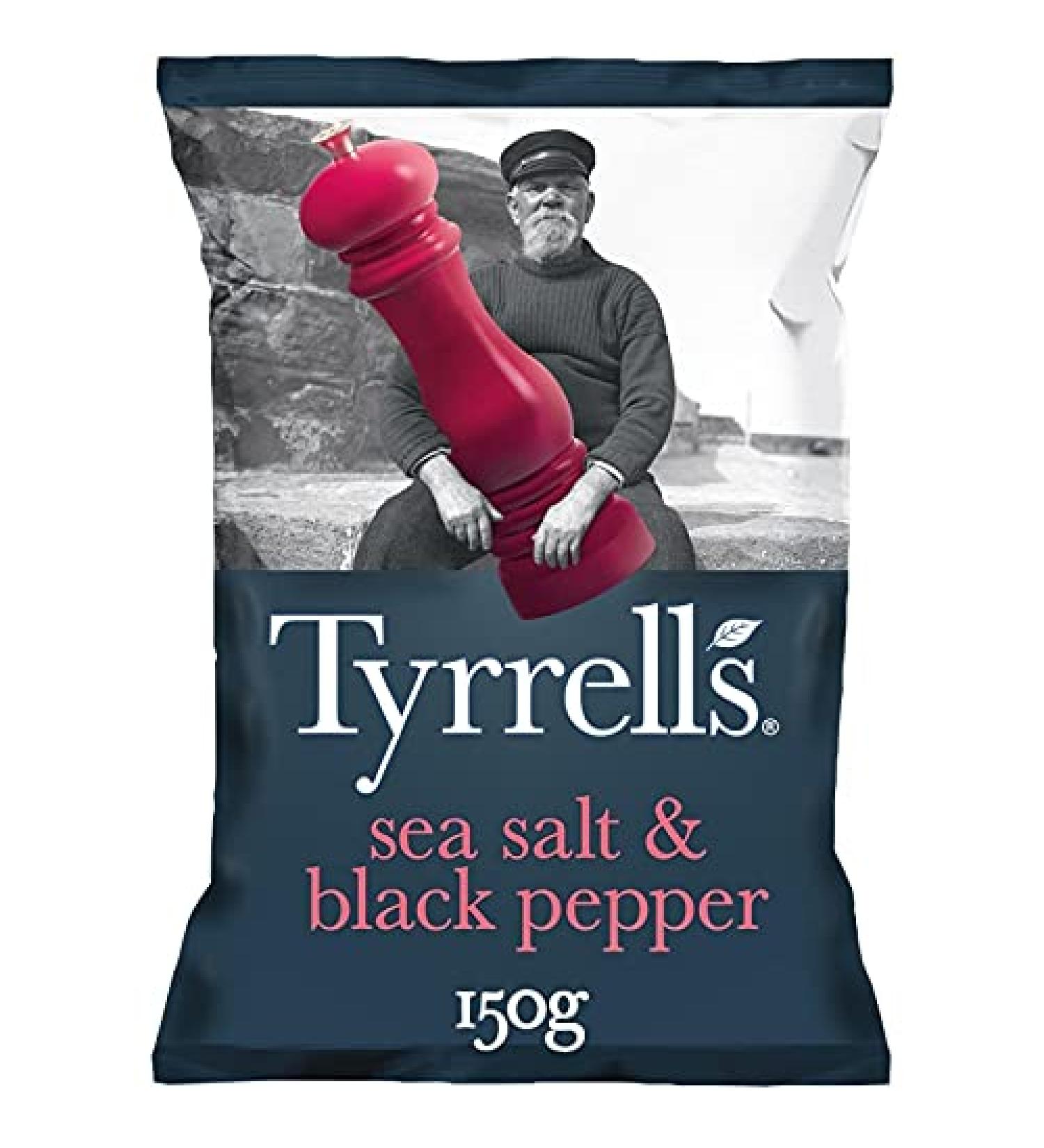 Tyrrell's Smooth Black Pepper and Salt Chips 150g Pack of 4 - Buy Online on GoSupps.com