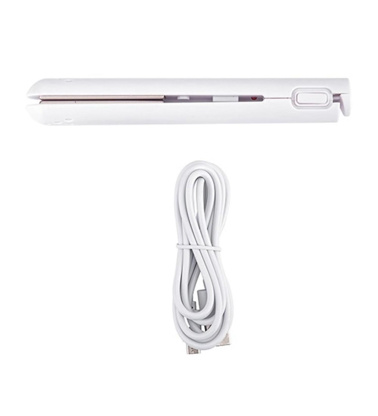 2 in 1 Dual Hair Curler & Mini Straightener - Portable Travel USB Hair Curler in White - Buy Online on GoSupps.com