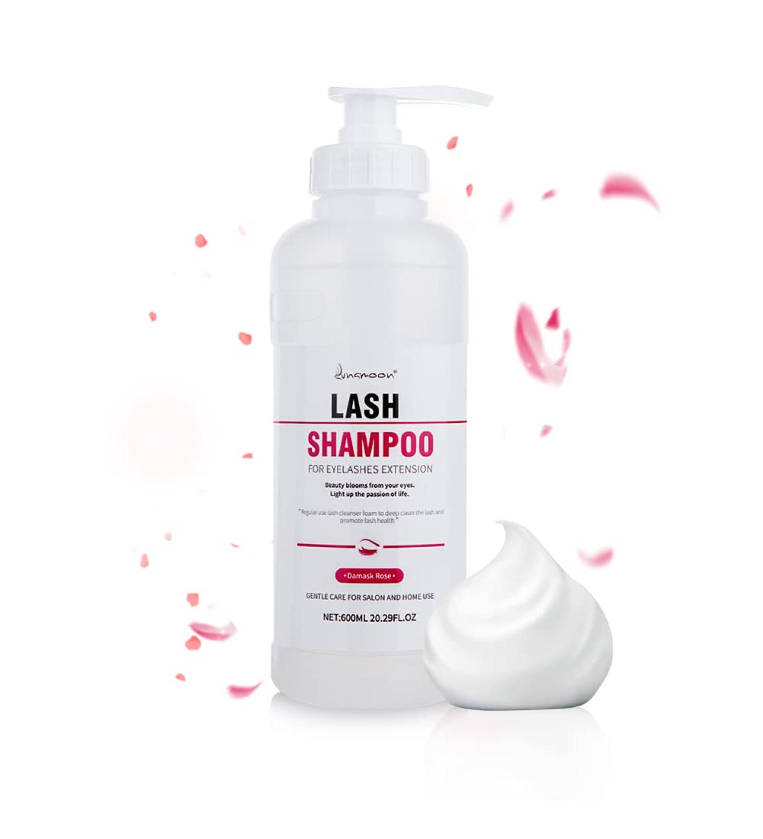 Lunamoon Eyelash Shampoo 600ml - Gentle Foam Cleaner for Eyelash Extensions | Remove Oil & Makeup - Rose Scented - Buy Online on GoSupps.com
