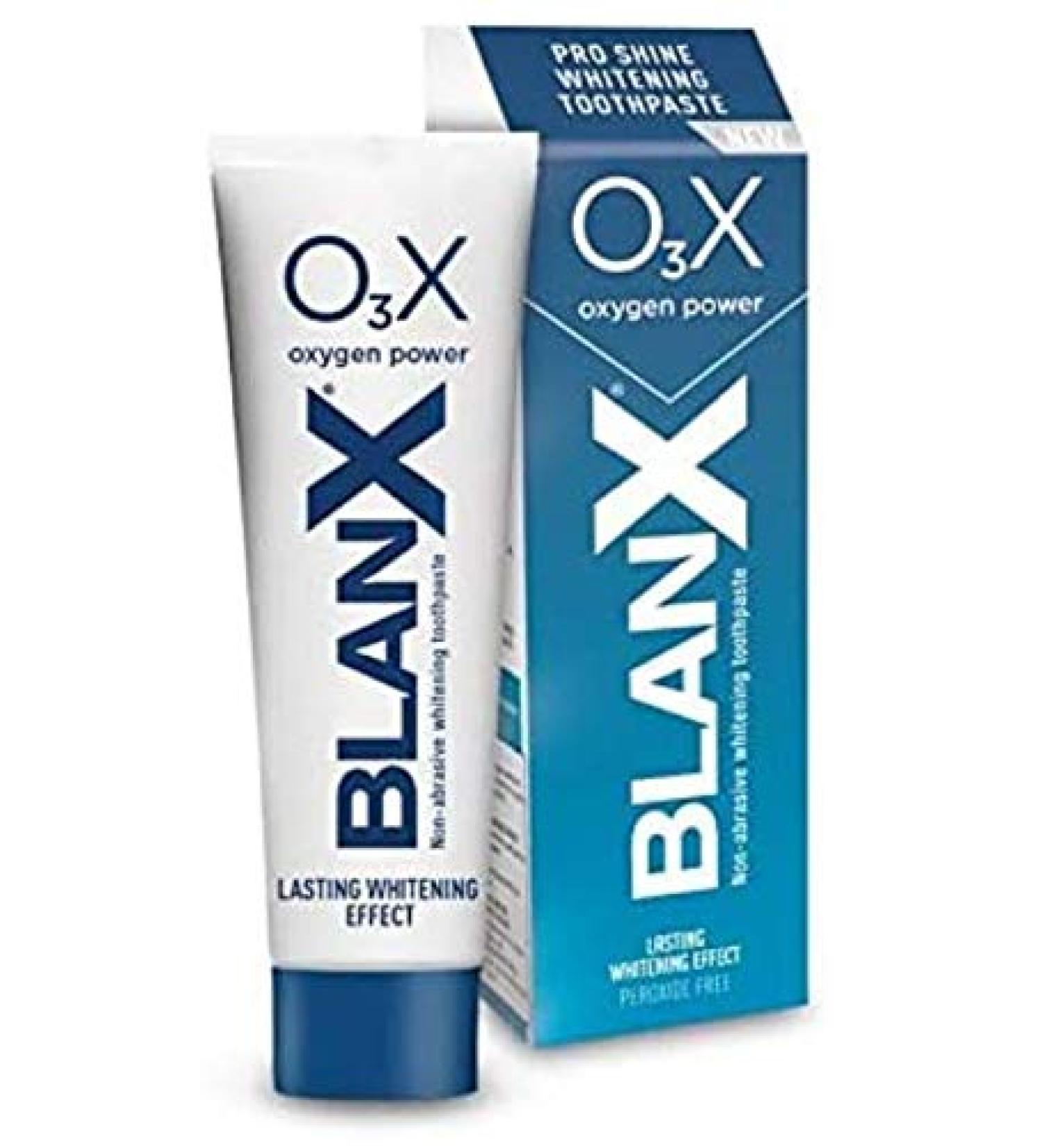 BlanX Pro Shine Whitening O3X Oxygen Power Non-Abrasive Peroxide Free Toothpaste - 75ml (Pack of 2)