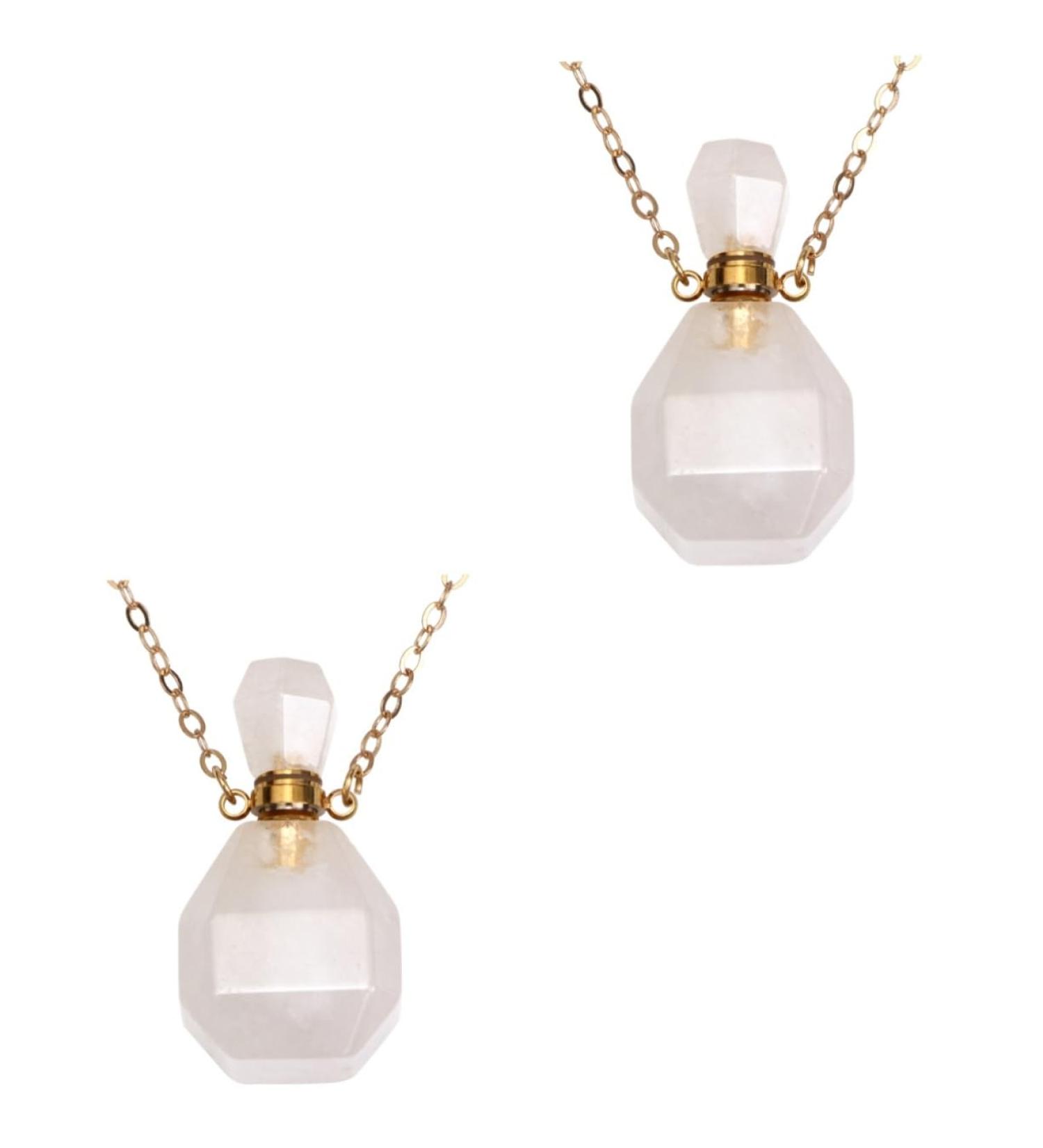 Zerodeko 2pcs Amethyst Aromatherapy Necklace - Natural Perfume Bottle Pendant for Essential Oils - White Diffuser Jewelry - Buy Online on GoSupps.com