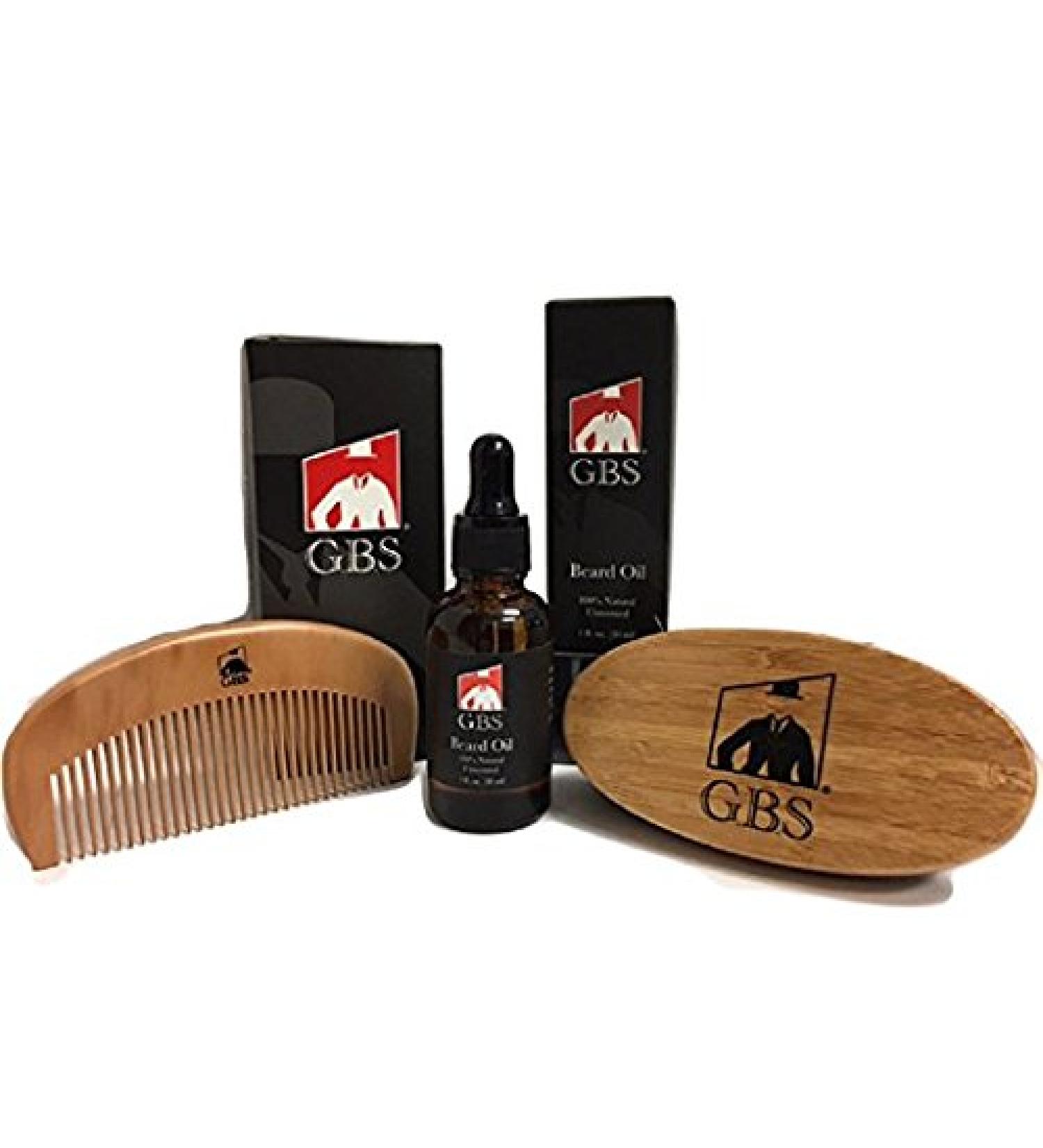 GBS Beard Oil with Premium Oval Wood Beard Brush with Boar Bristles and Bamboo All Fine Beard Comb - Buy Online on GoSupps.com