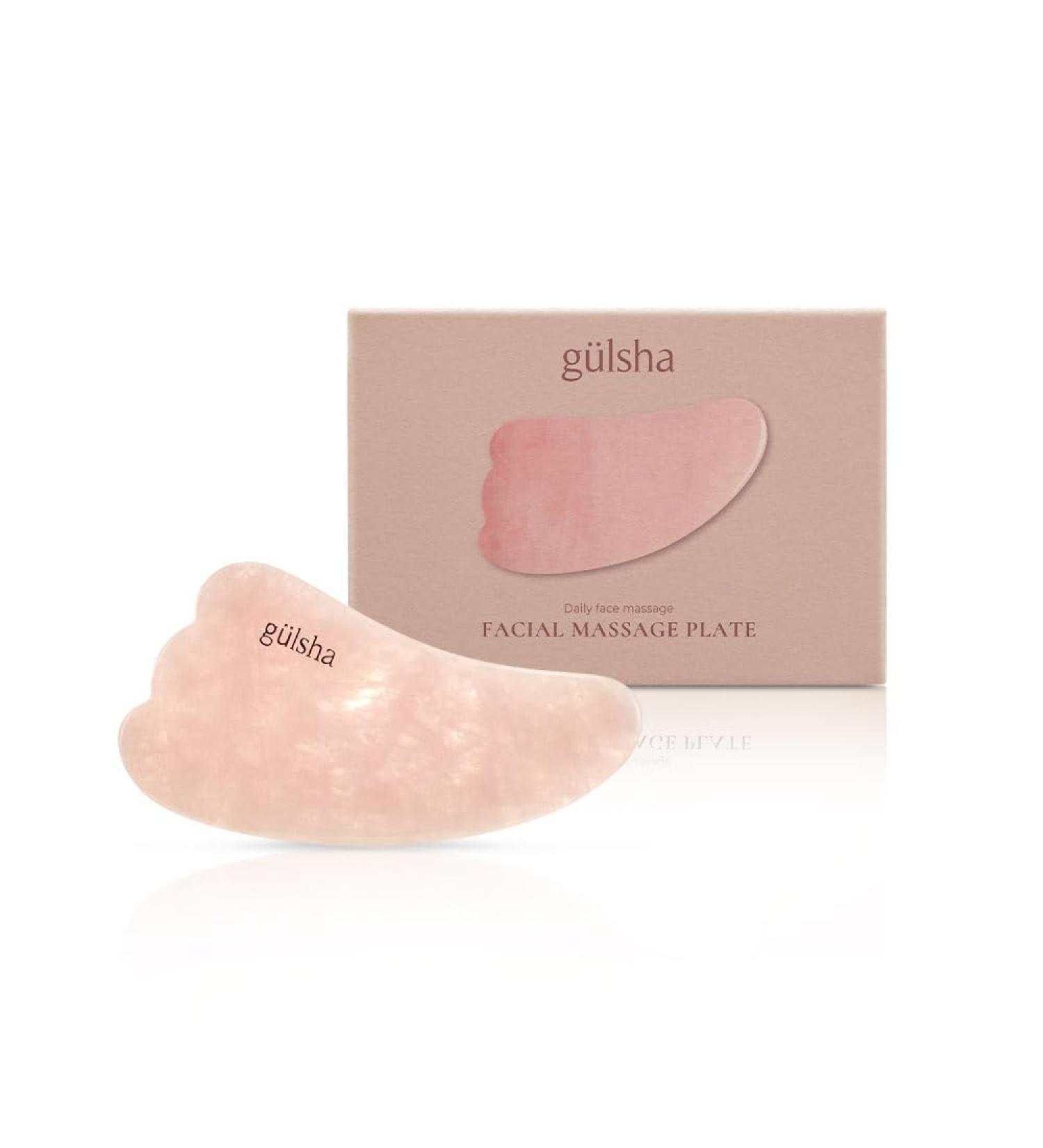 Gulsha Facial Massage Plate - Rose Quartz Facial Massage Stone - Skin s Elasticity Circulation Relaxing Facial Tension and Fatigue