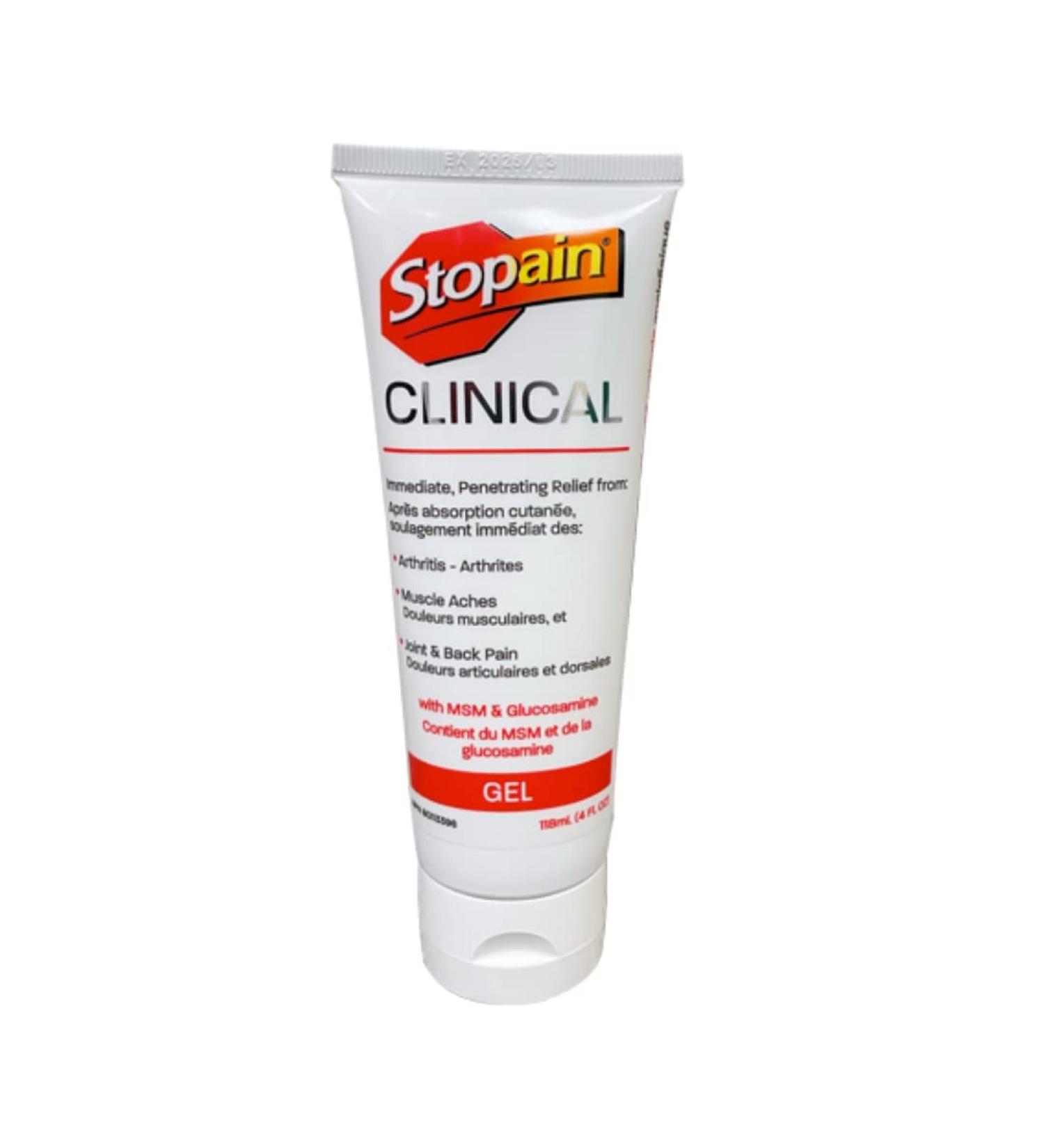 Stopain Pain Relief Clinical Gel 4oz 2 Pack Made in USA Maximum Performance Pain Relief with 10% Menthol plus Glucosamine for Muscle Aches Joint Pain and Arthritis - Buy Online on GoSupps.com