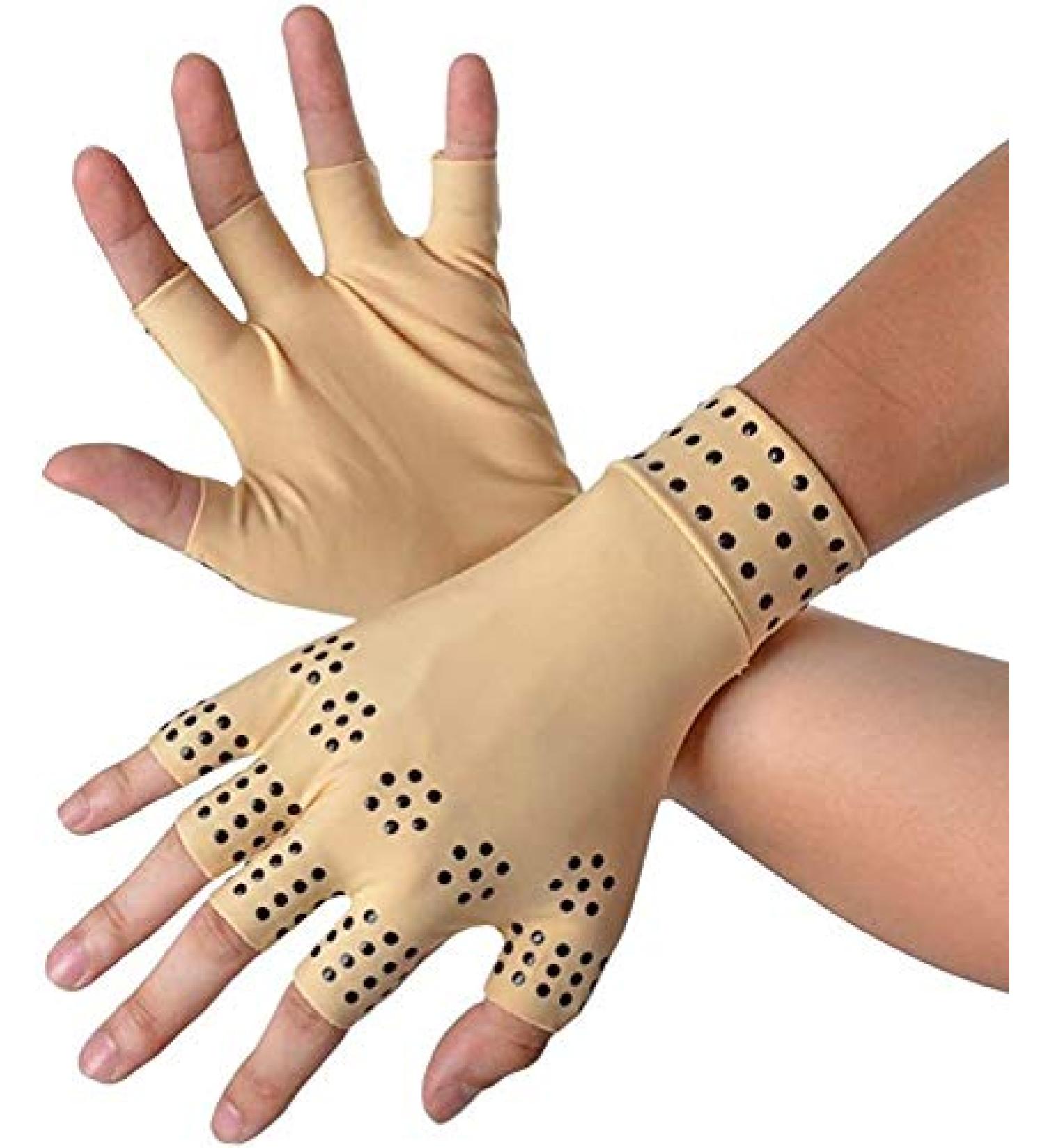 Adult Magnetic Therapy Gloves for Arthritis | Fingerless Joint Pain Relief - 1 Pair - Buy Online on GoSupps.com