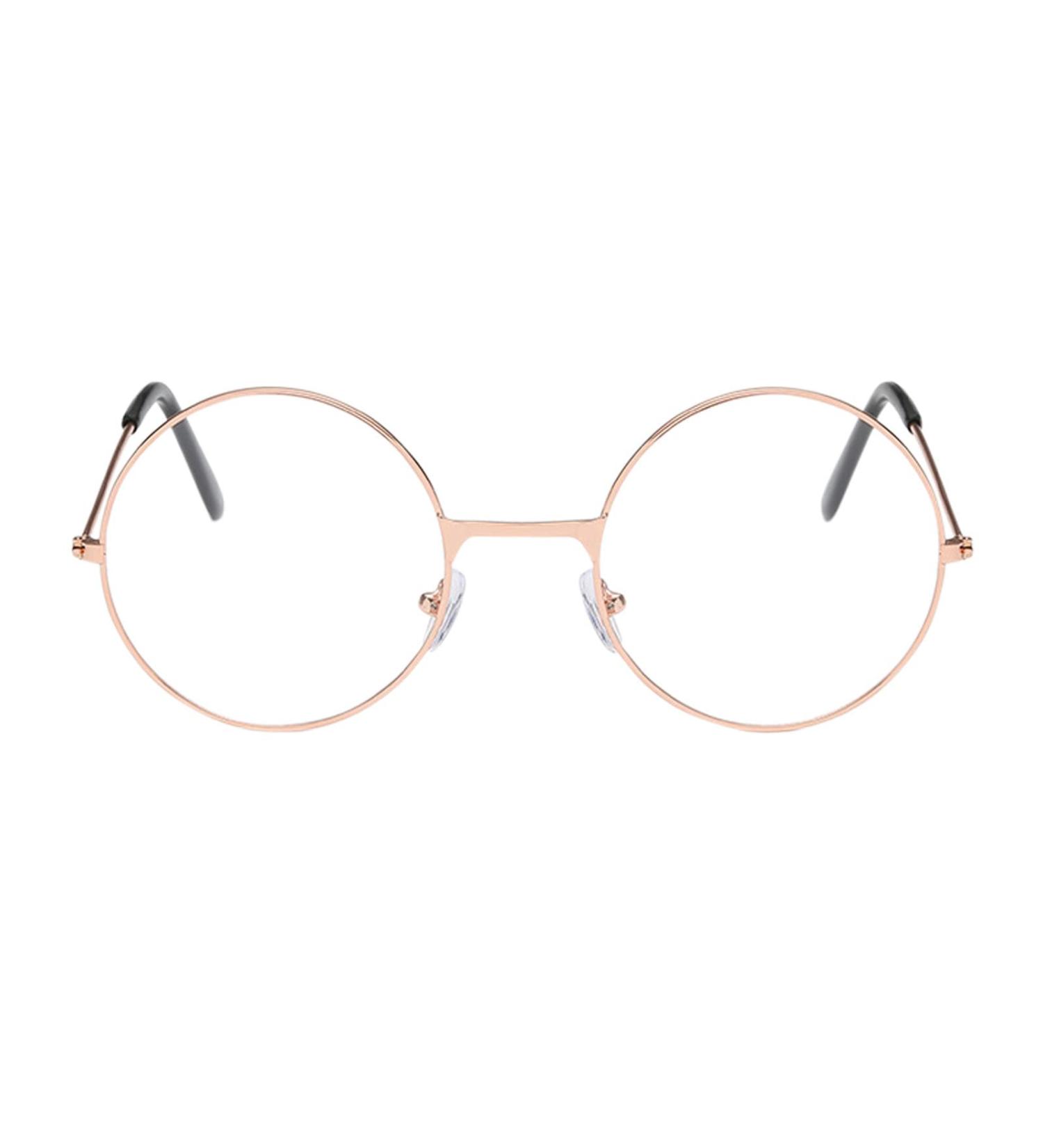 Adult metal frame glasses with clear fashionable unisex-class metal frame level round glasses occupational safety glasses children rose gold unit size