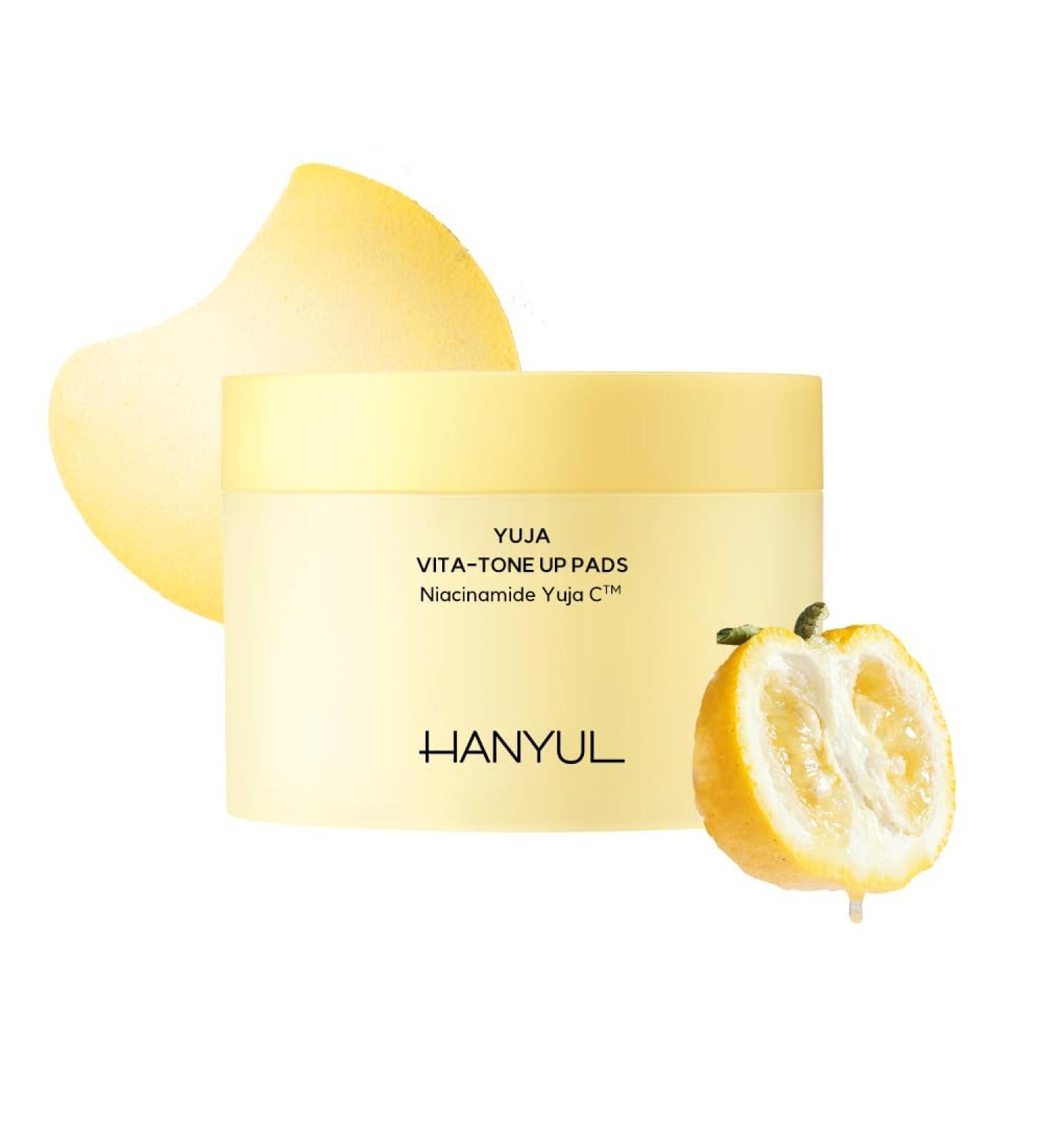 Hanyul Yuja (Yuzu) Vita Tone Up Apple Zone Toner Pads - 2-in-1 Brightening & Antioxidant Care Vegan Certified 60 Sheets - International Shipping Available - Buy Online on GoSupps.com