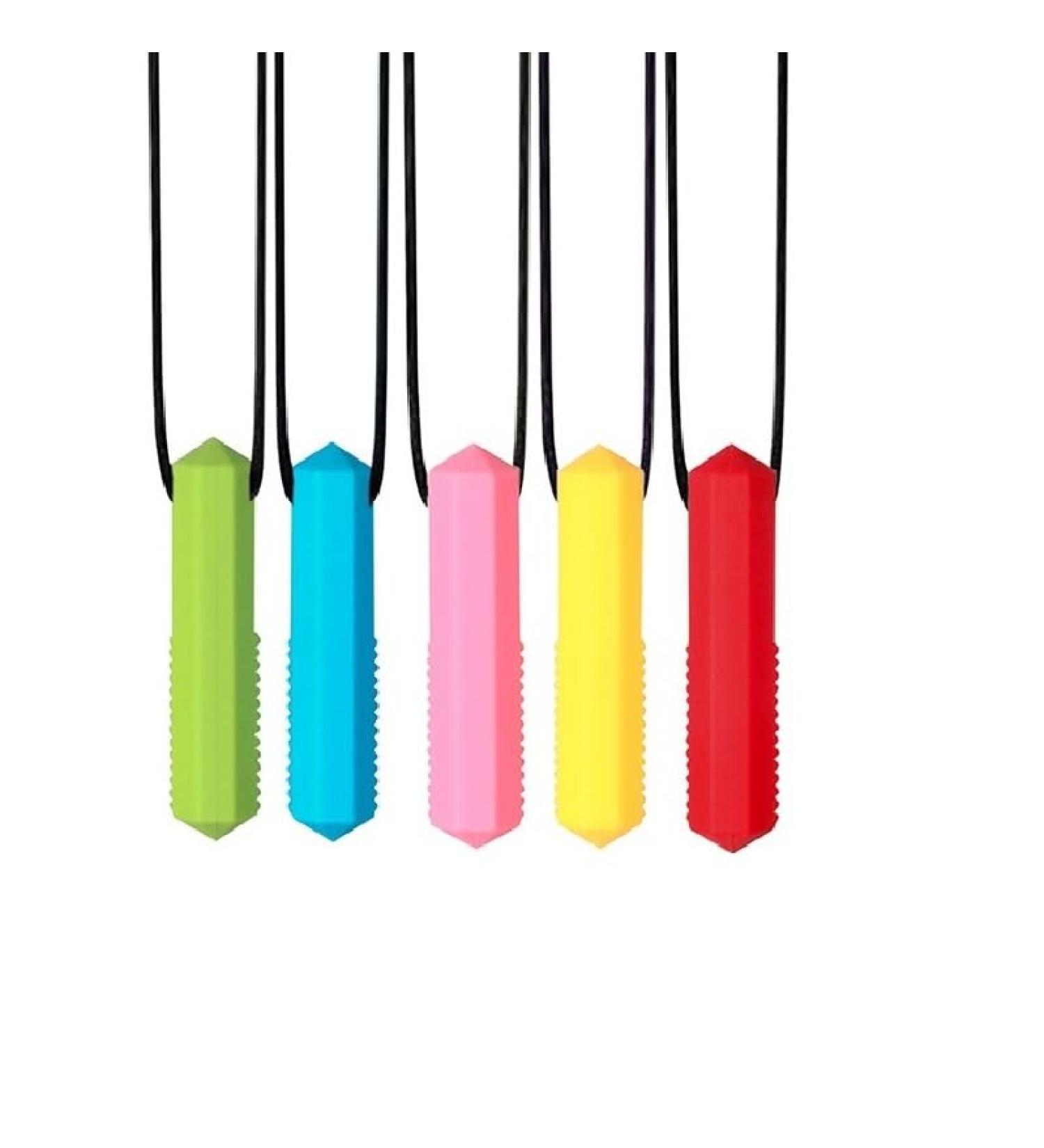 KMOCEPLY 5-Part Sensory Chewing Pencil Cover Set | BPA-Free Silicone Chicken Stuff for Autism | Chewing Necklace for Kids Boys & Girls - Buy Online on GoSupps.com