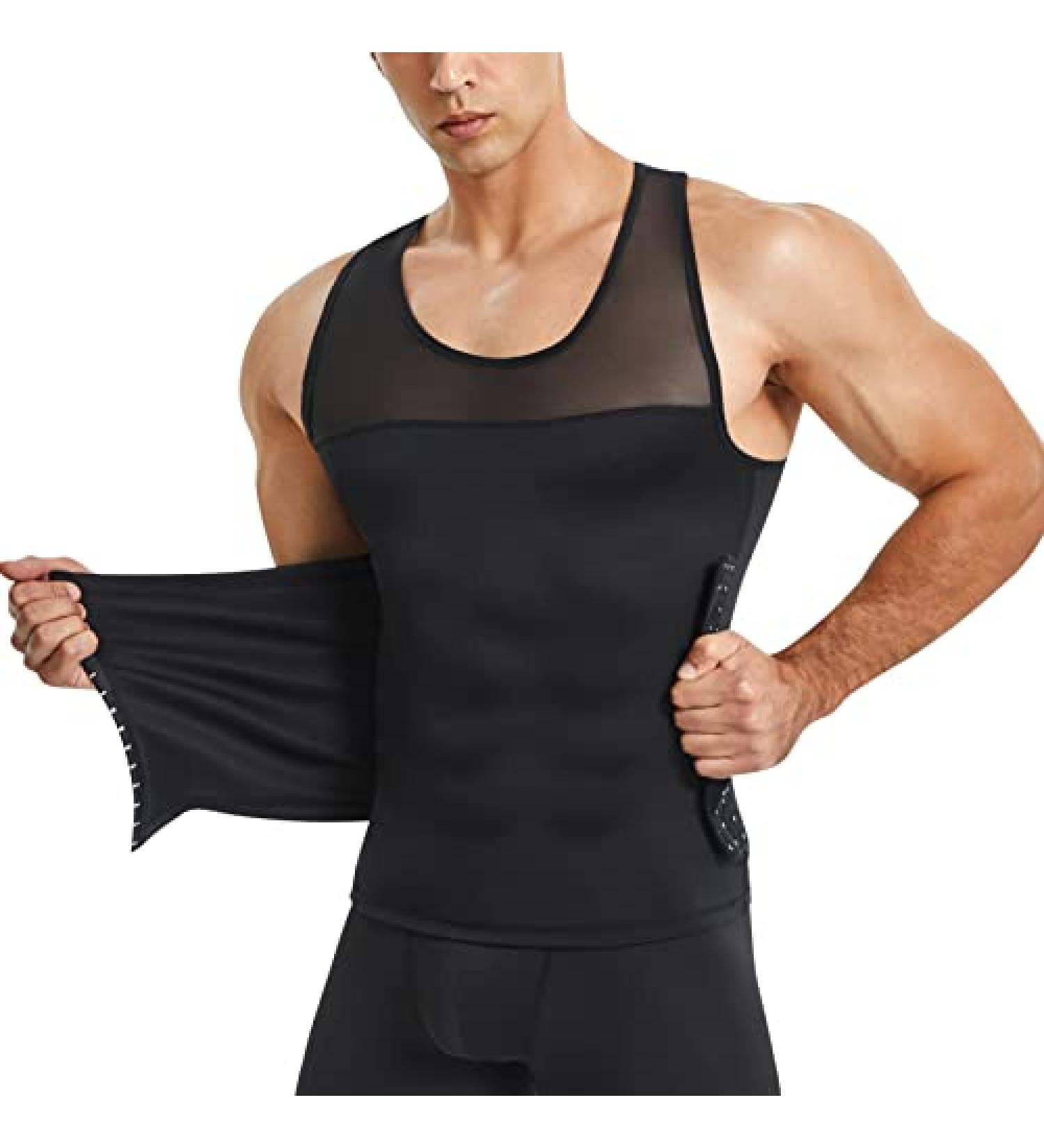 MOLUTAN Men's Compression Shirt Shapewear | Chest & Abdomen Control Body Shaper | Slimming Undershirt Tank Top - Black, X-Large - Buy Online on GoSupps.com