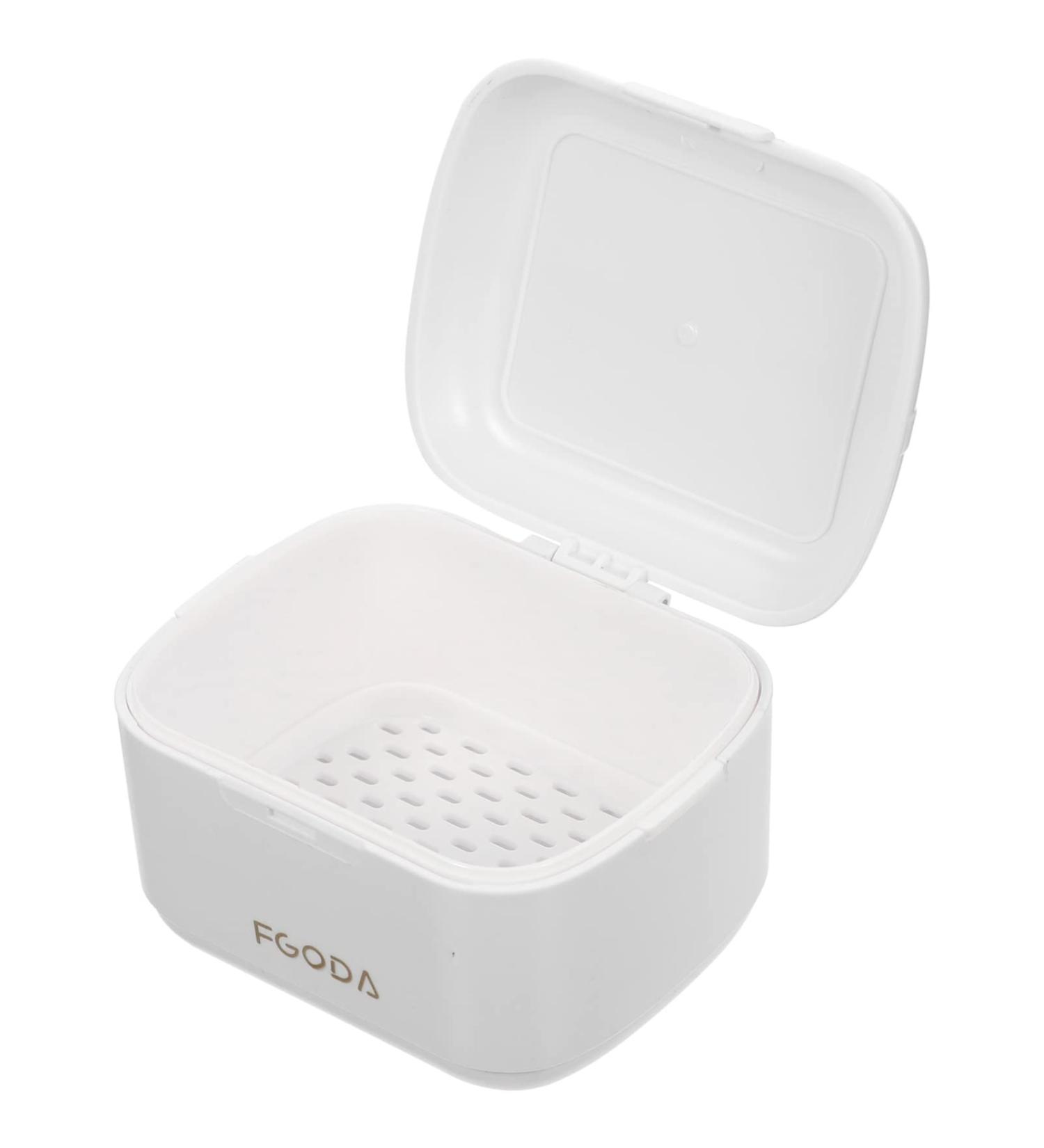 Denture Bath Case - Leakproof Portable Retainer & False Teeth Storage Box - Ideal for Office, Travel & Home - White - Buy Online on GoSupps.com