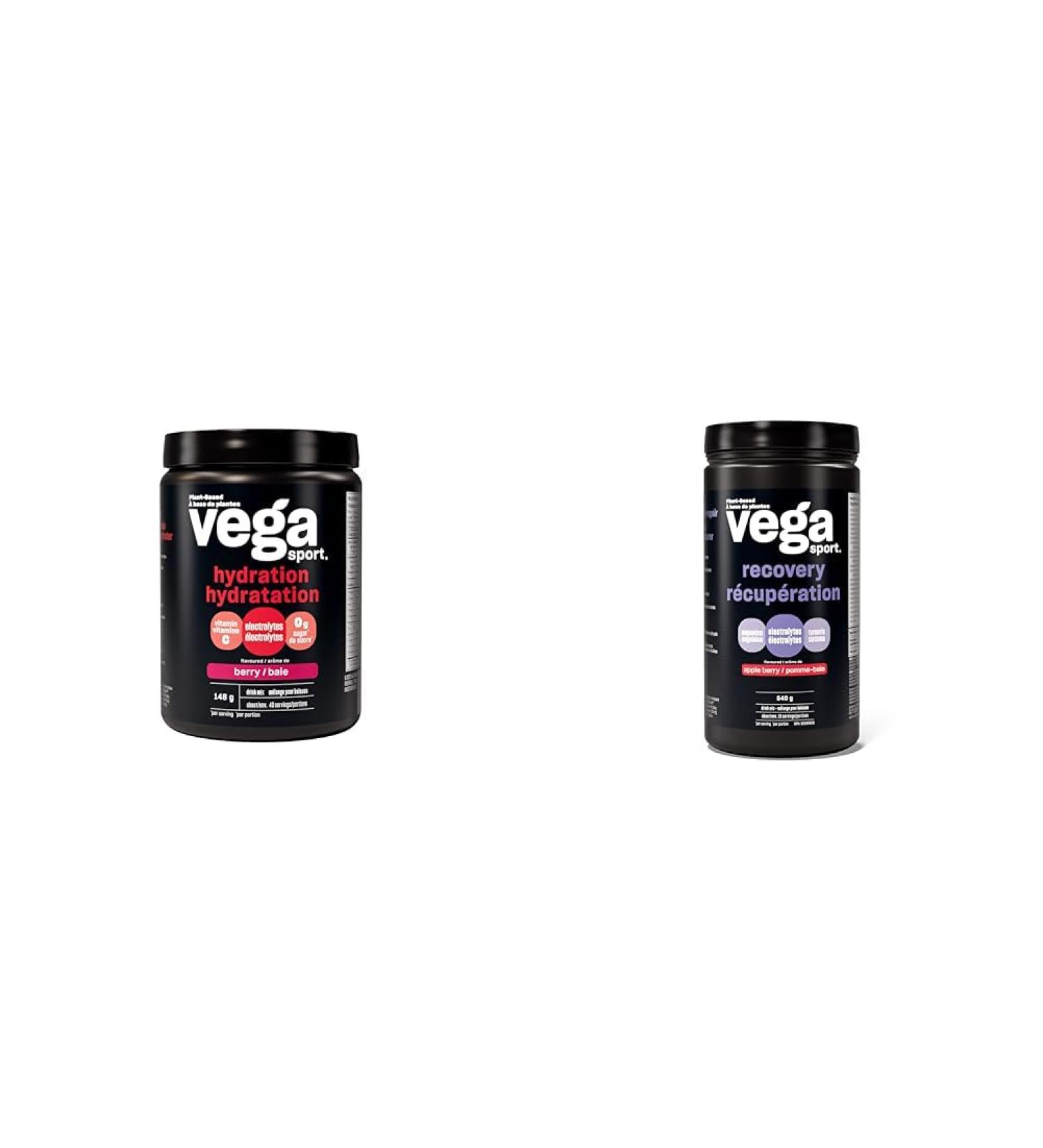 Vega Sport Hydration Electrolyte Powder Berry (40 Servings) Vegan Hydrator & Sport Post-Workout Recovery Accelerator Apple Berry (20 Servings) Vegan Non Dairy Gluten Free BCAAs 540g - Buy Online on GoSupps.com
