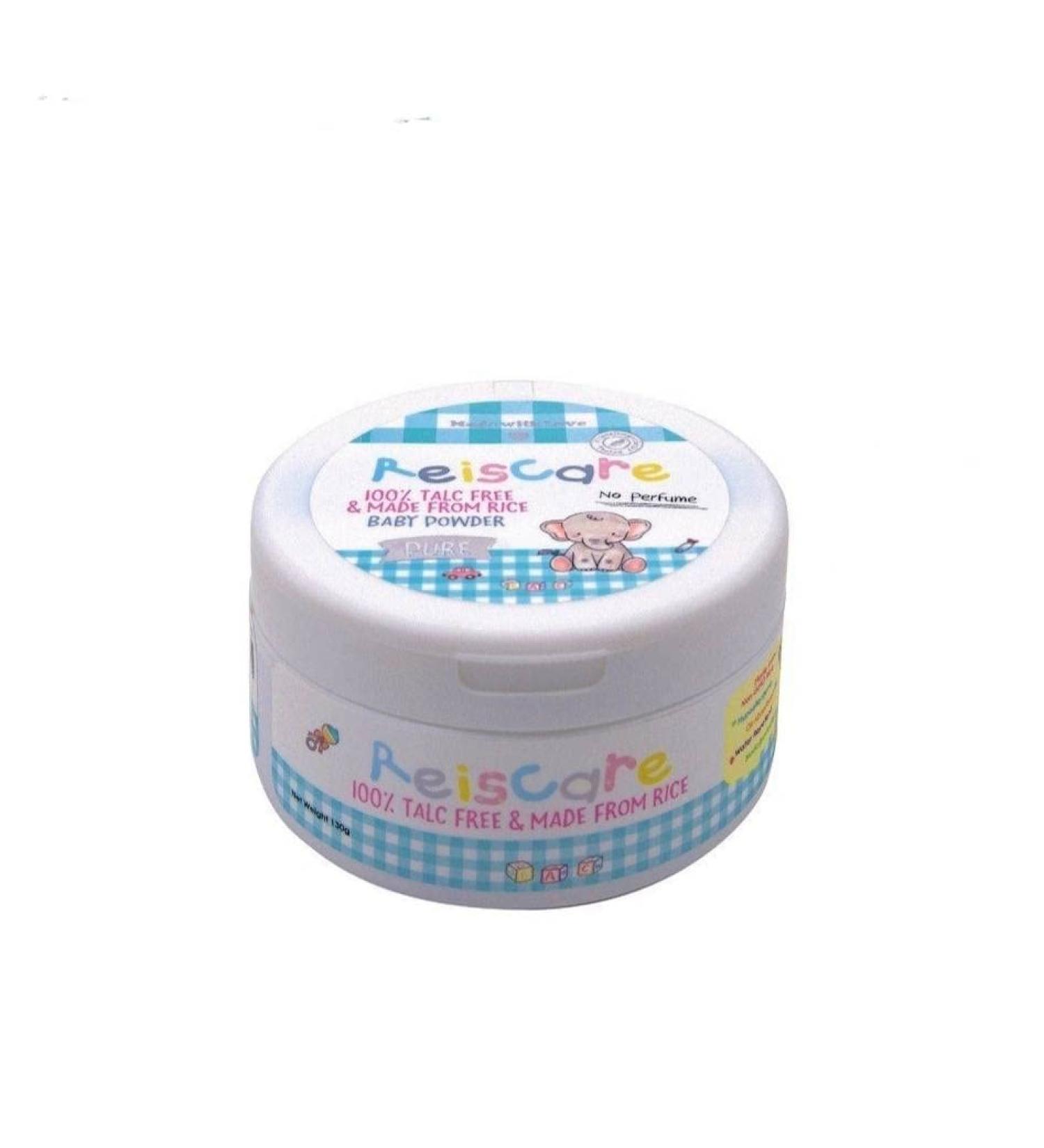Reiscare 100% Talc-Free Rice Baby Powder 130g with Puff - Gentle & Fragrance-Free for Baby's Smooth Skin - Buy Online on GoSupps.com