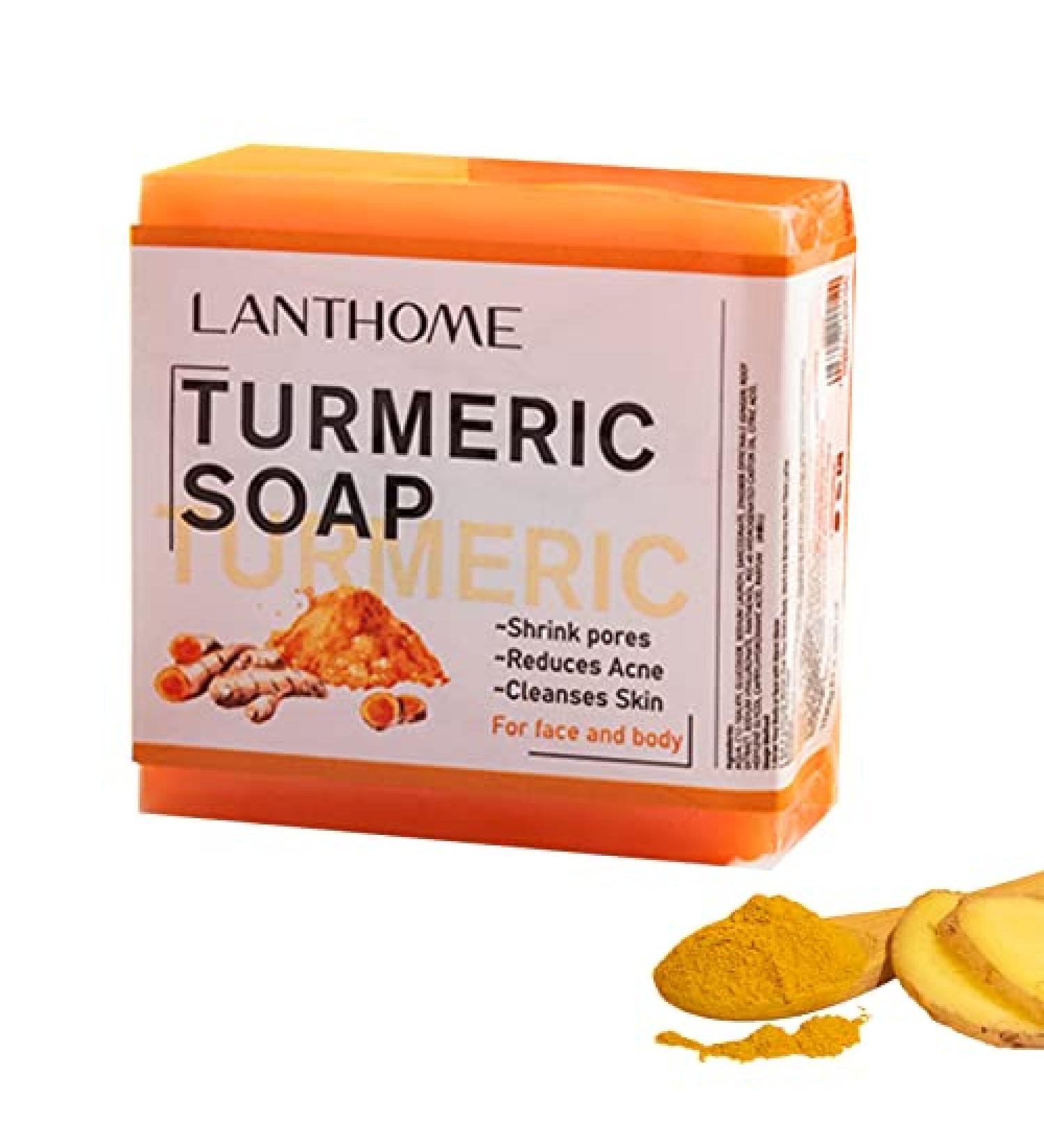 Organic Turmeric Soap Bar - Natural Face & Body Cleanser with Vitamin E Coconut & Almond Oil | 3.53oz Handmade for Acne & Smooth Skin - Buy Online on GoSupps.com