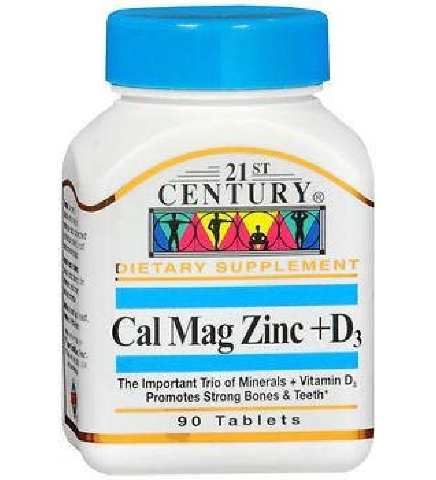 21st Century Cal Mag Zinc +D Vitamin - 90 Tablets Pack of 6