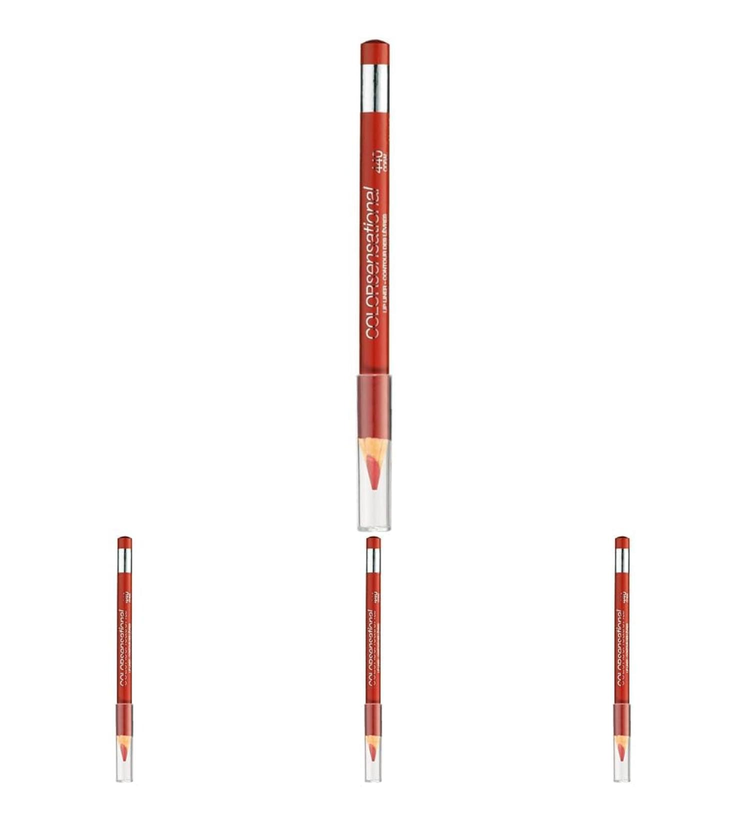 Maybelline Color Sensational Lipliner No. 440 Coral Fire lip contour pencil for a flawless lip contour prevents the lip color 2 g (pack with 4) No. 440 Coral Fire 2 G (4 Pack)